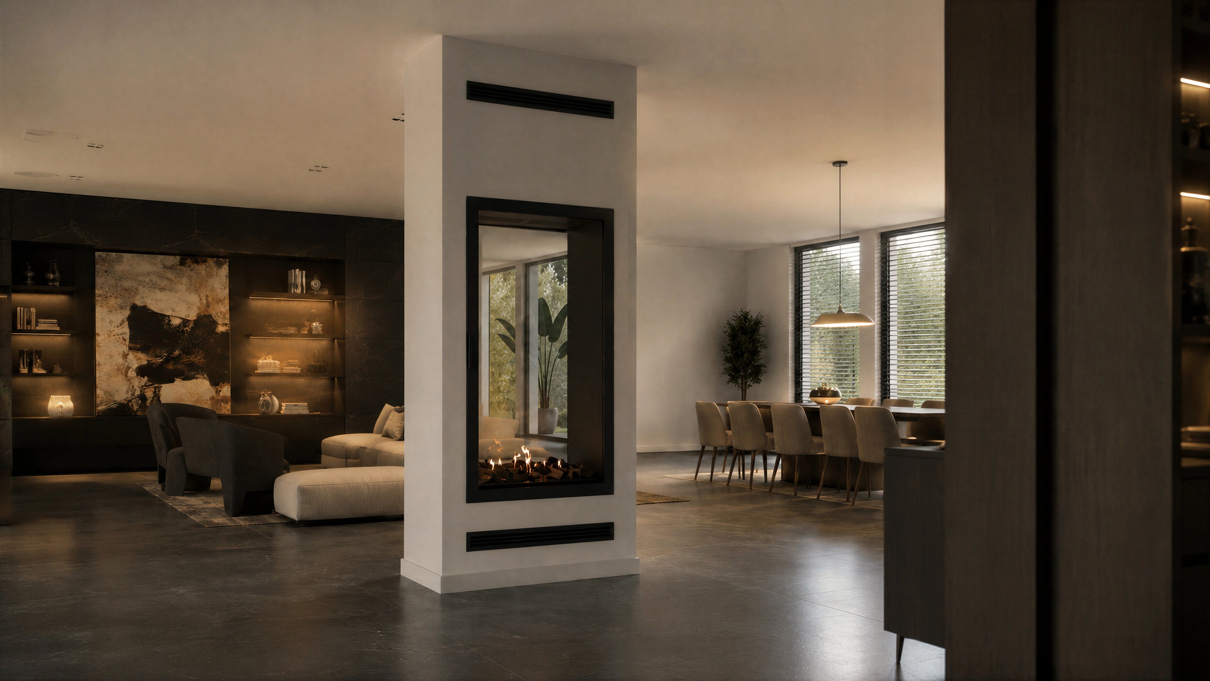 Image of Fame Vertical See-Through Fireplace Full Glass 100 x 160 cm