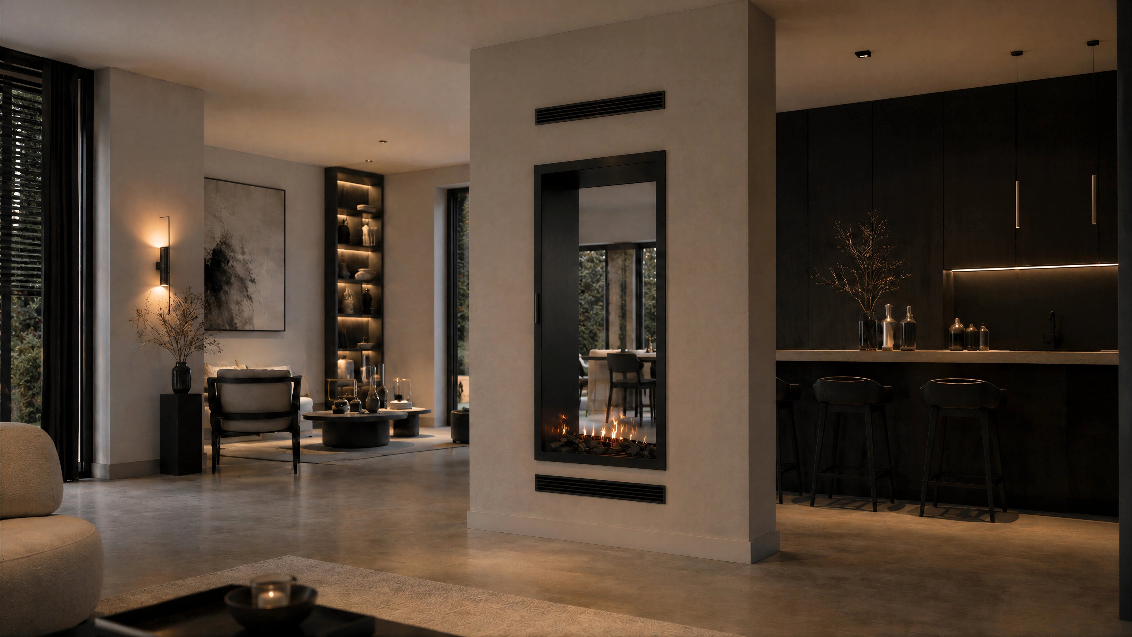 Image of Fame Vertical See-Through Fireplace Full Glass 100 x 180 cm