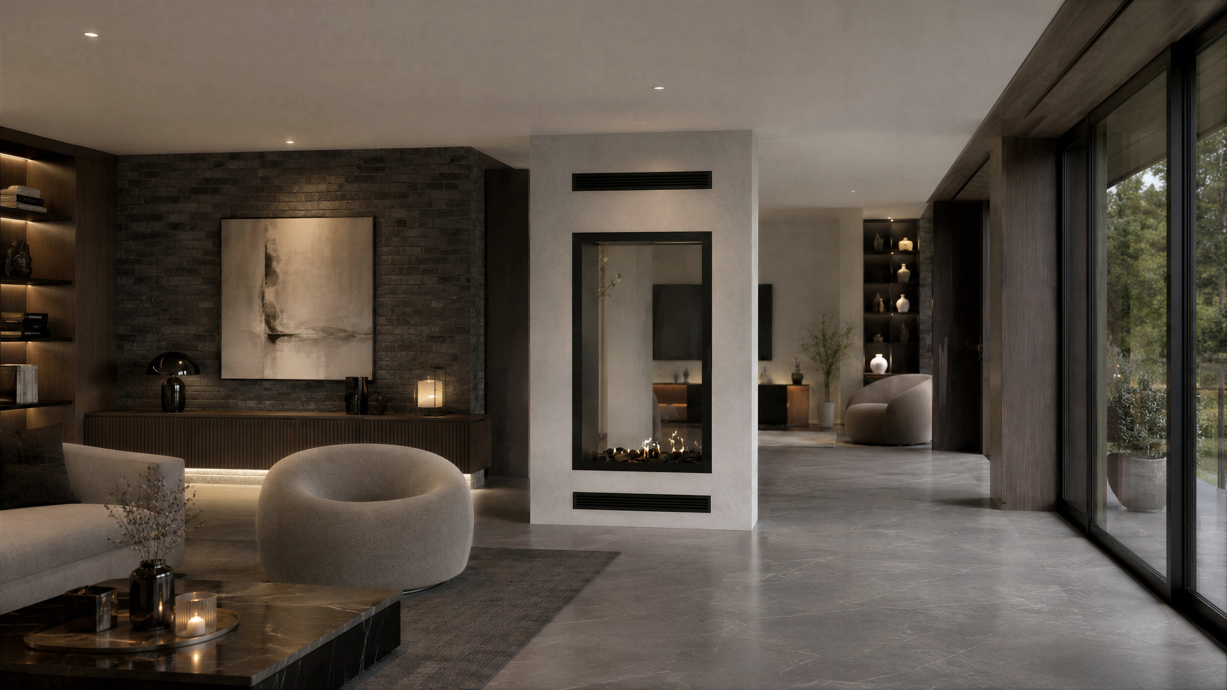 Image of Fame Vertical See-Through Fireplace Full Glass 100 x 200 cm