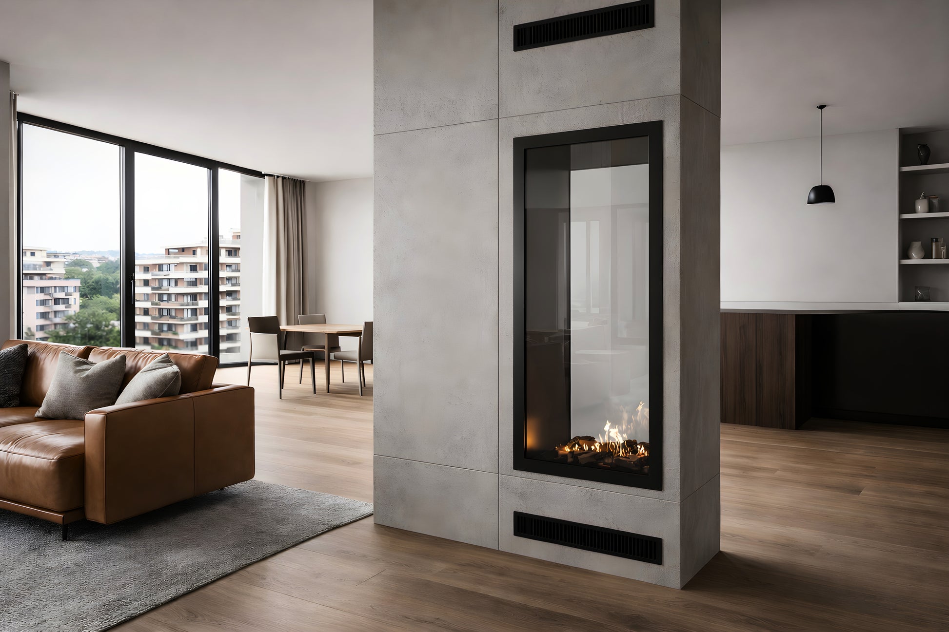 Fame Vertical See-Through Fireplace Full Glass 70 x 160 cm