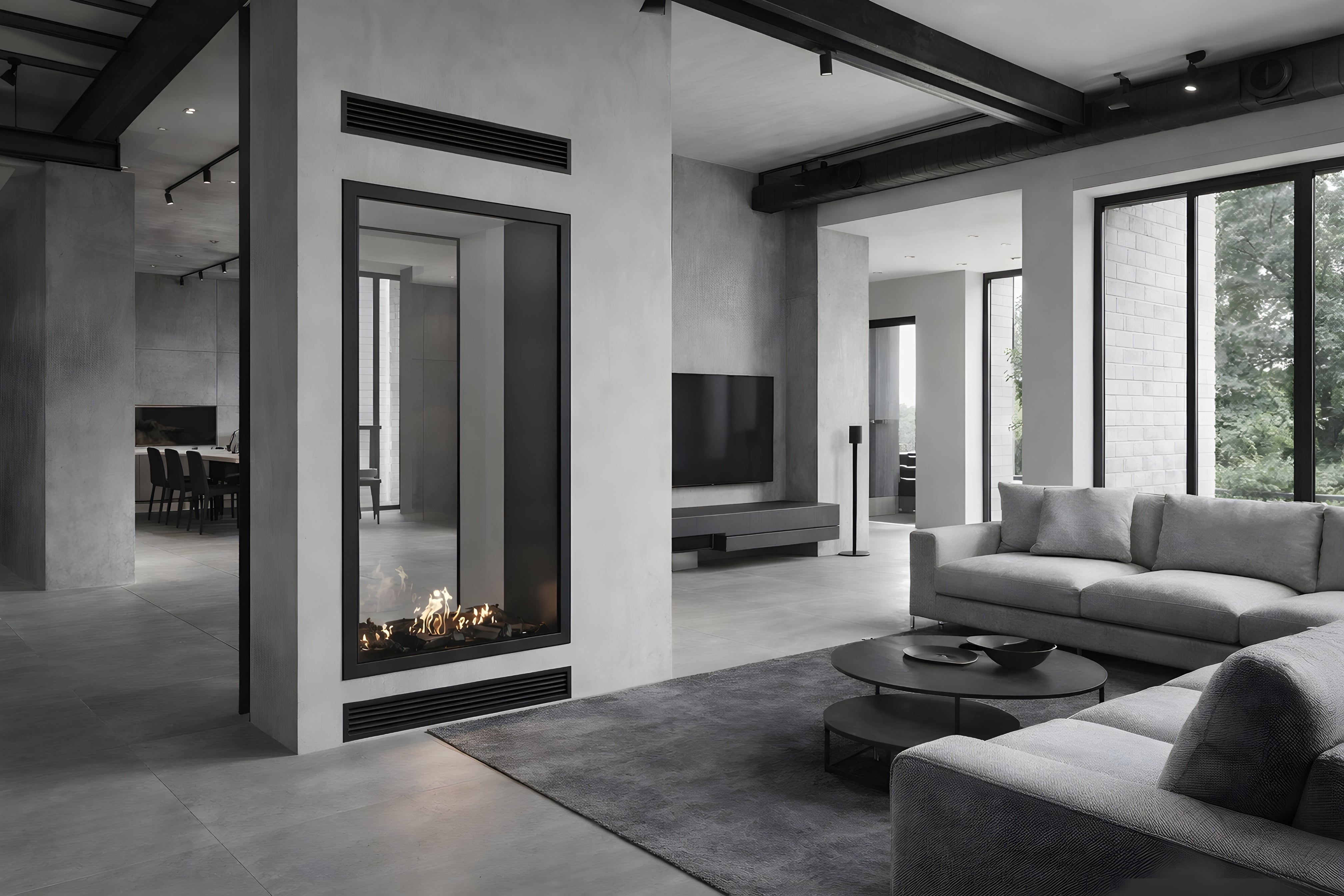Image of Fame Vertical See-Through Fireplace Full Glass 80 x 120 cm