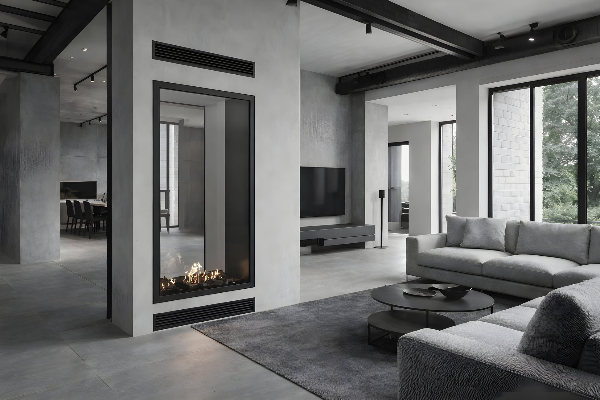 Fame Vertical See-Through Fireplace Full Glass 80 x 120 cm