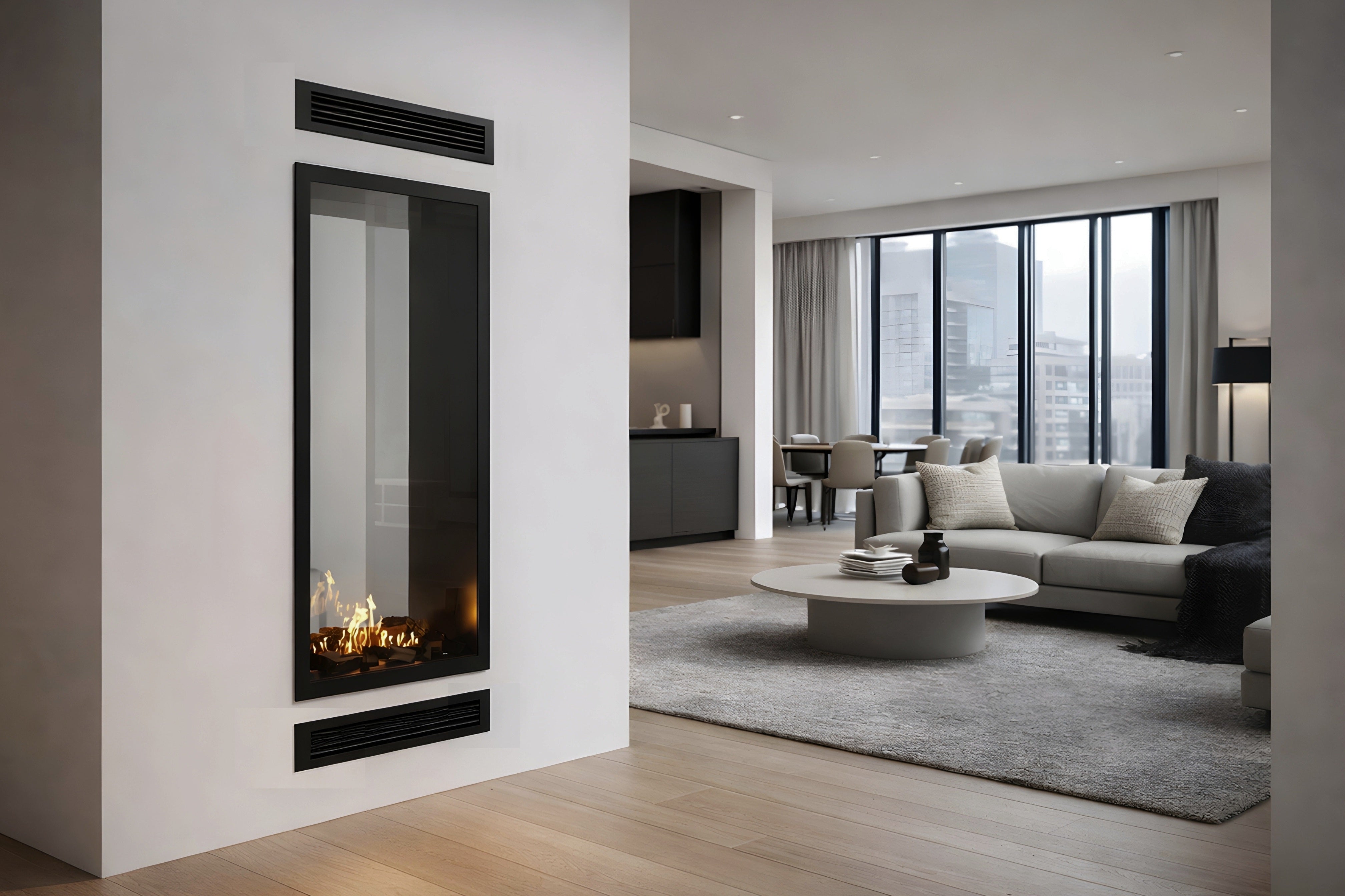 Image of Fame Vertical See-Through Fireplace Full Glass 70 x 160 cm