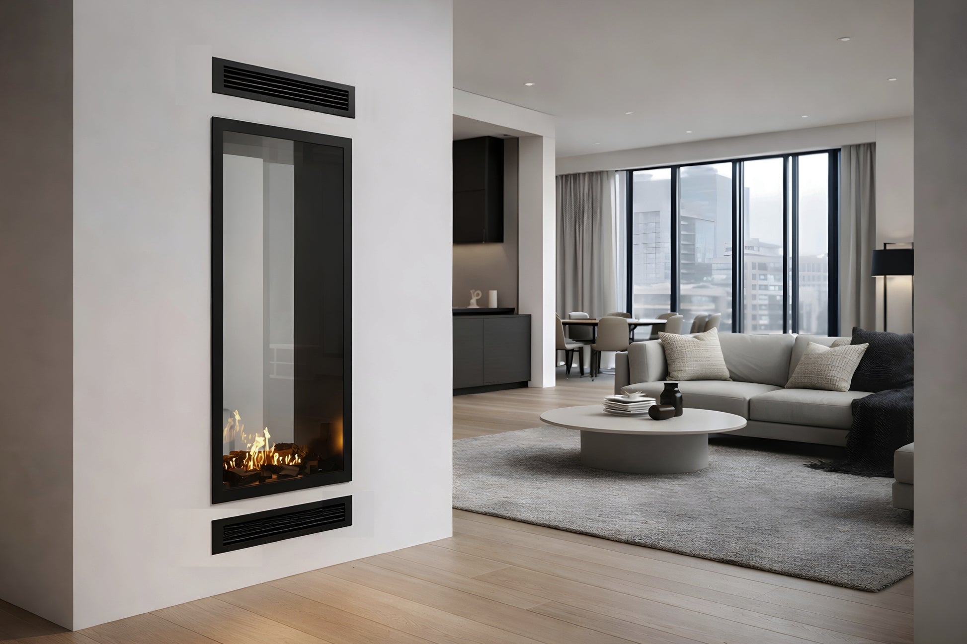 Fame Vertical See-Through Fireplace Full Glass 70 x 160 cm