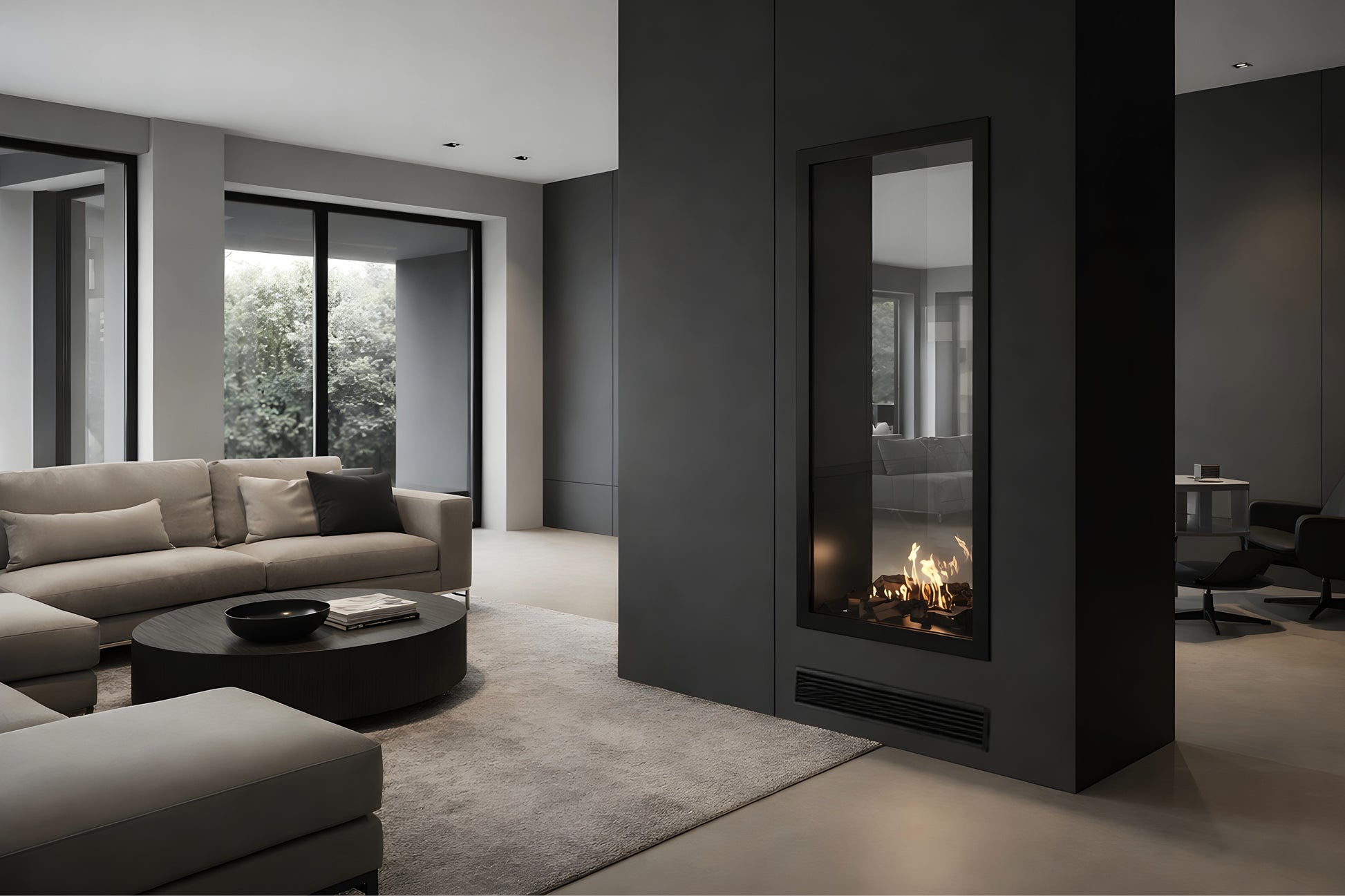 Fame Vertical See-Through Fireplace Full Glass 70 x 160 cm