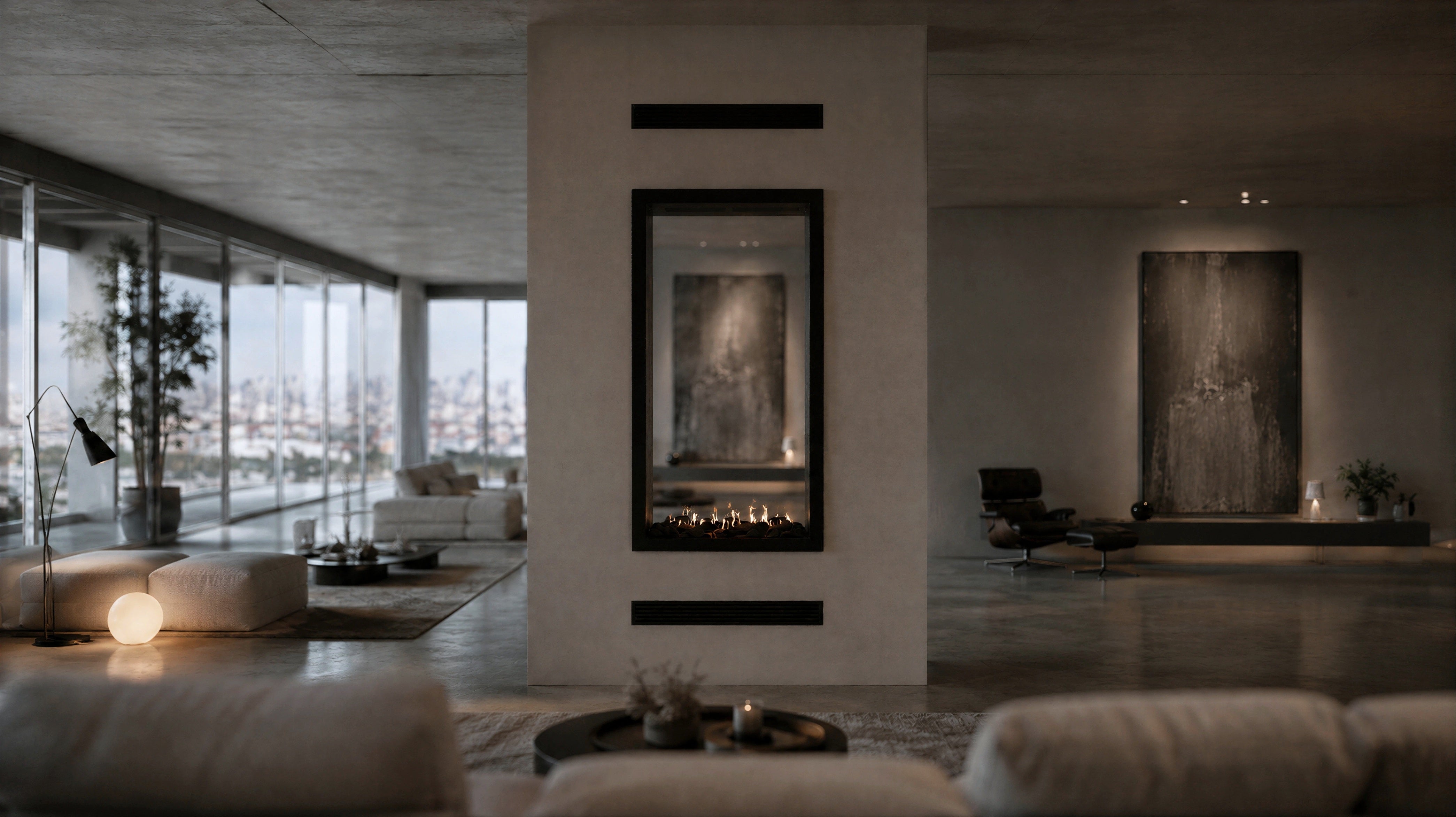 Image of Fame Vertical See-Through Fireplace Full Glass 60 x 200 cm