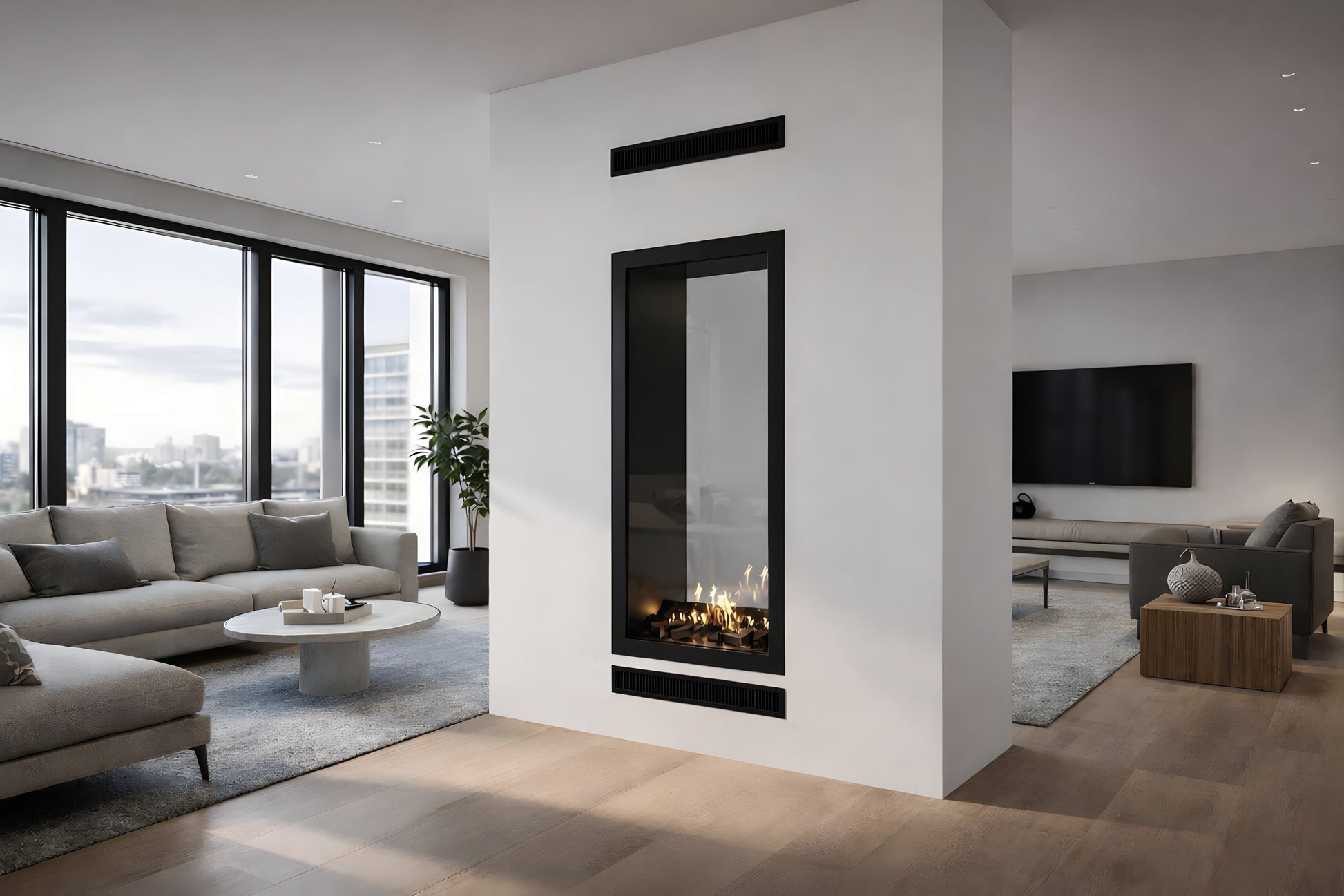 Fame Vertical See-Through Fireplace Full Glass 80 x 120 cm