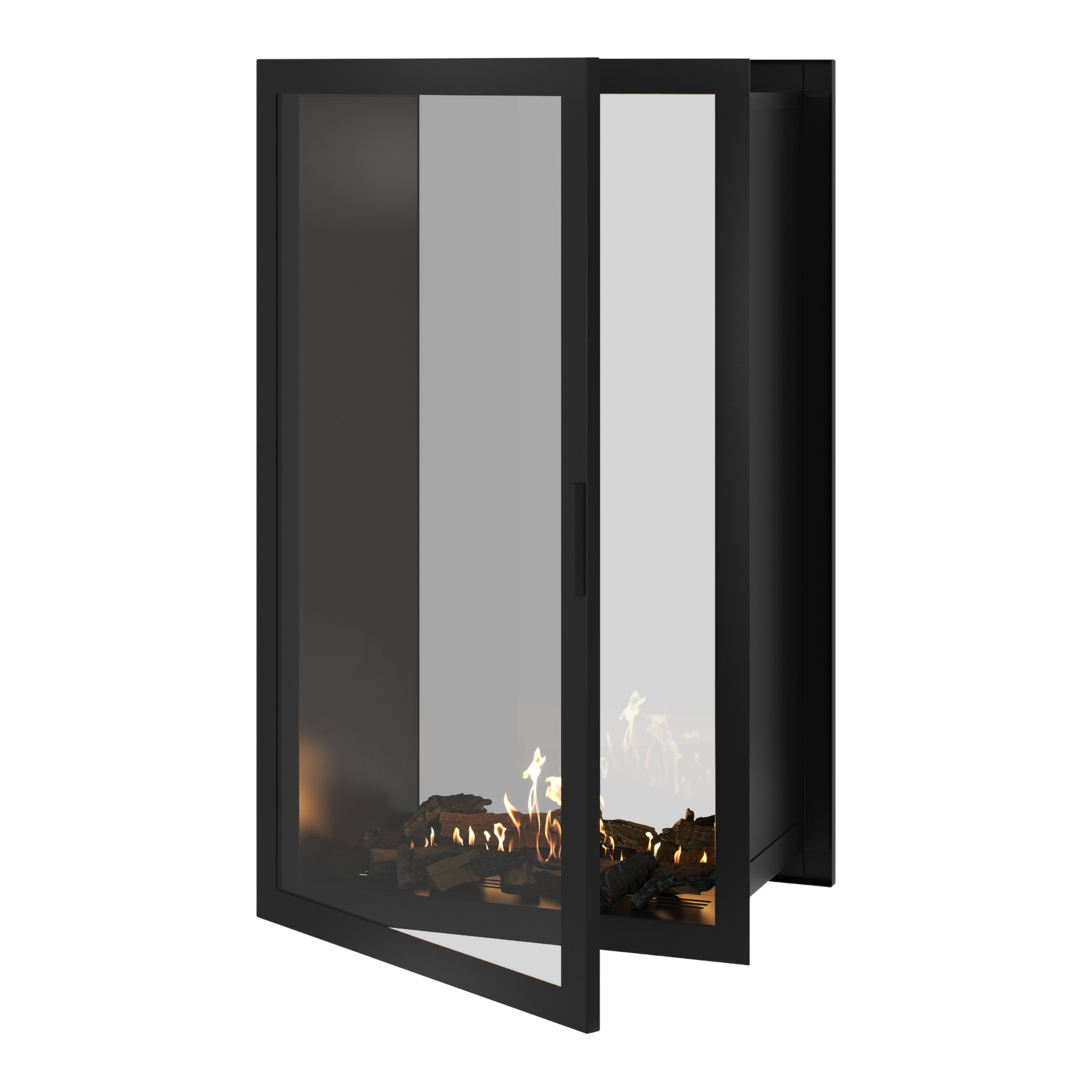 Image of Fame Vertical See-Through Fireplace Full Glass 80 x 160 cm