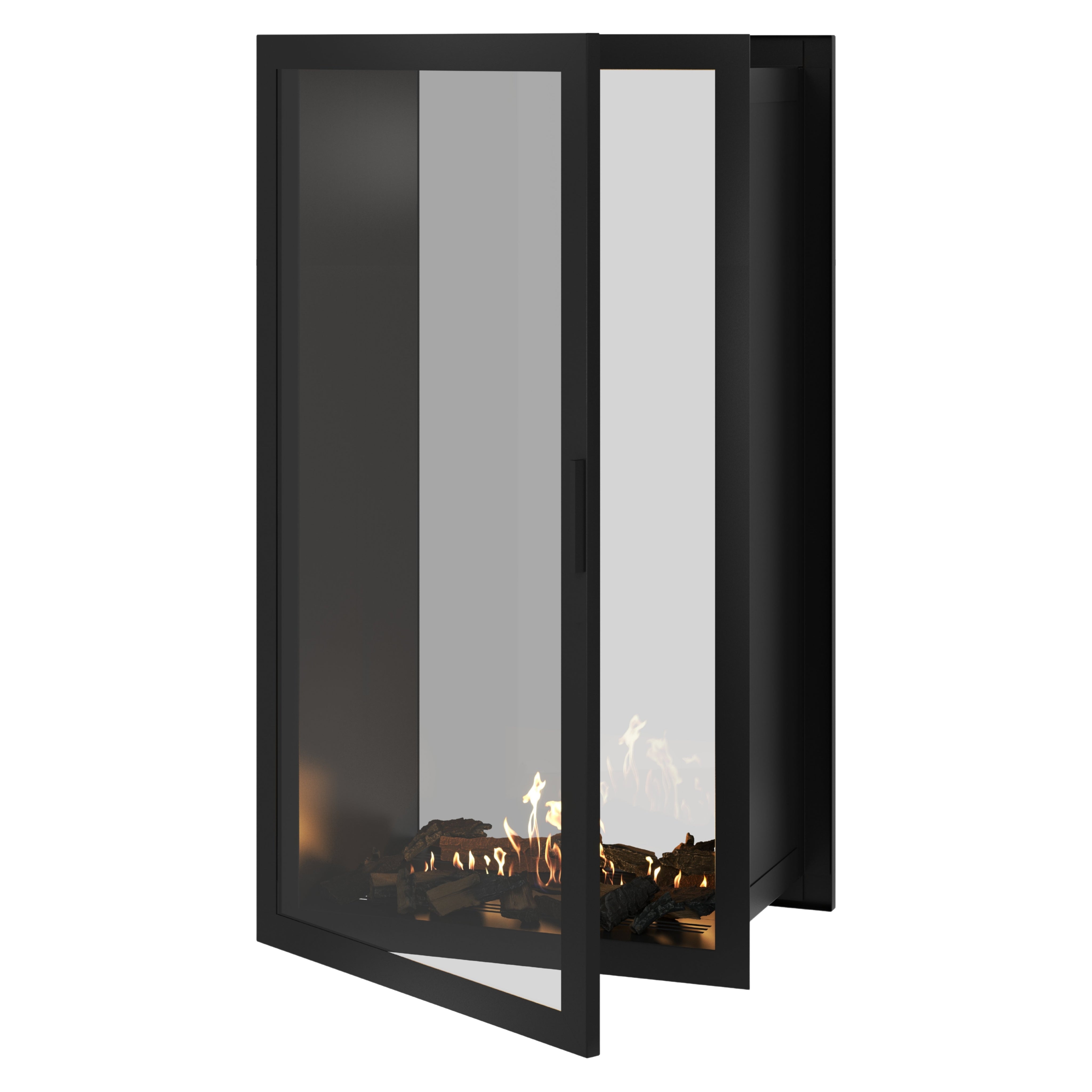 Image of Fame Vertical See-Through Fireplace Full Glass 80 x 180 cm