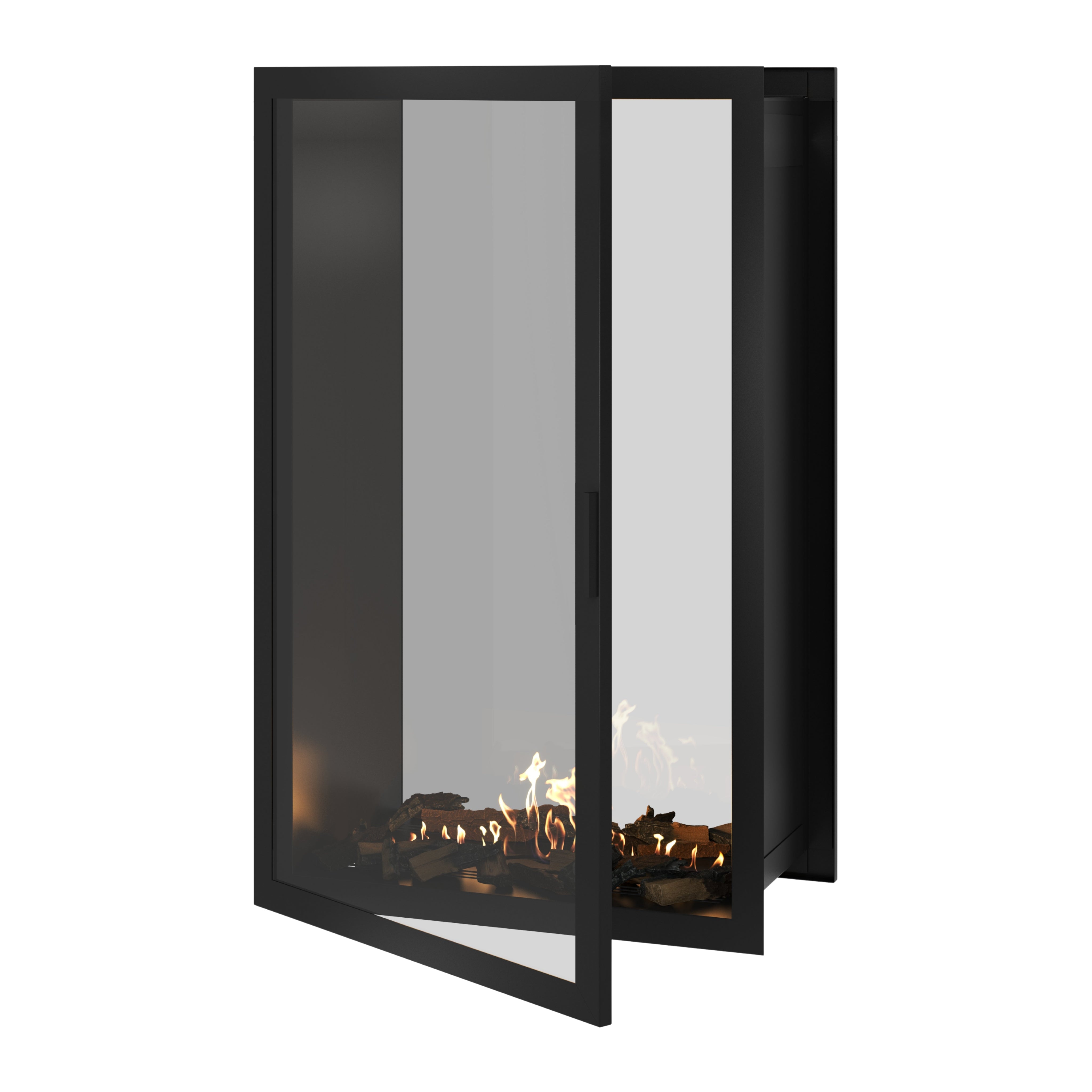 Image of Fame Vertical See-Through Fireplace Full Glass 90 x 140 cm