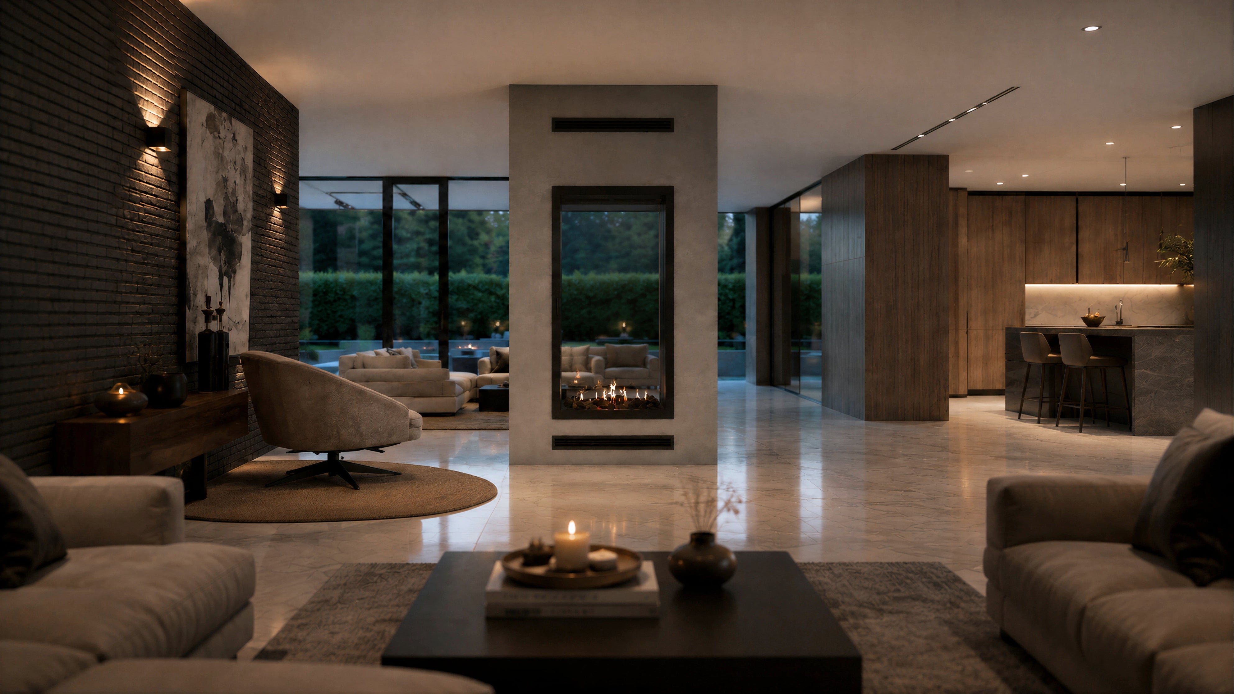 Image of Fame Vertical See-Through Fireplace Full Glass 90 x 140 cm
