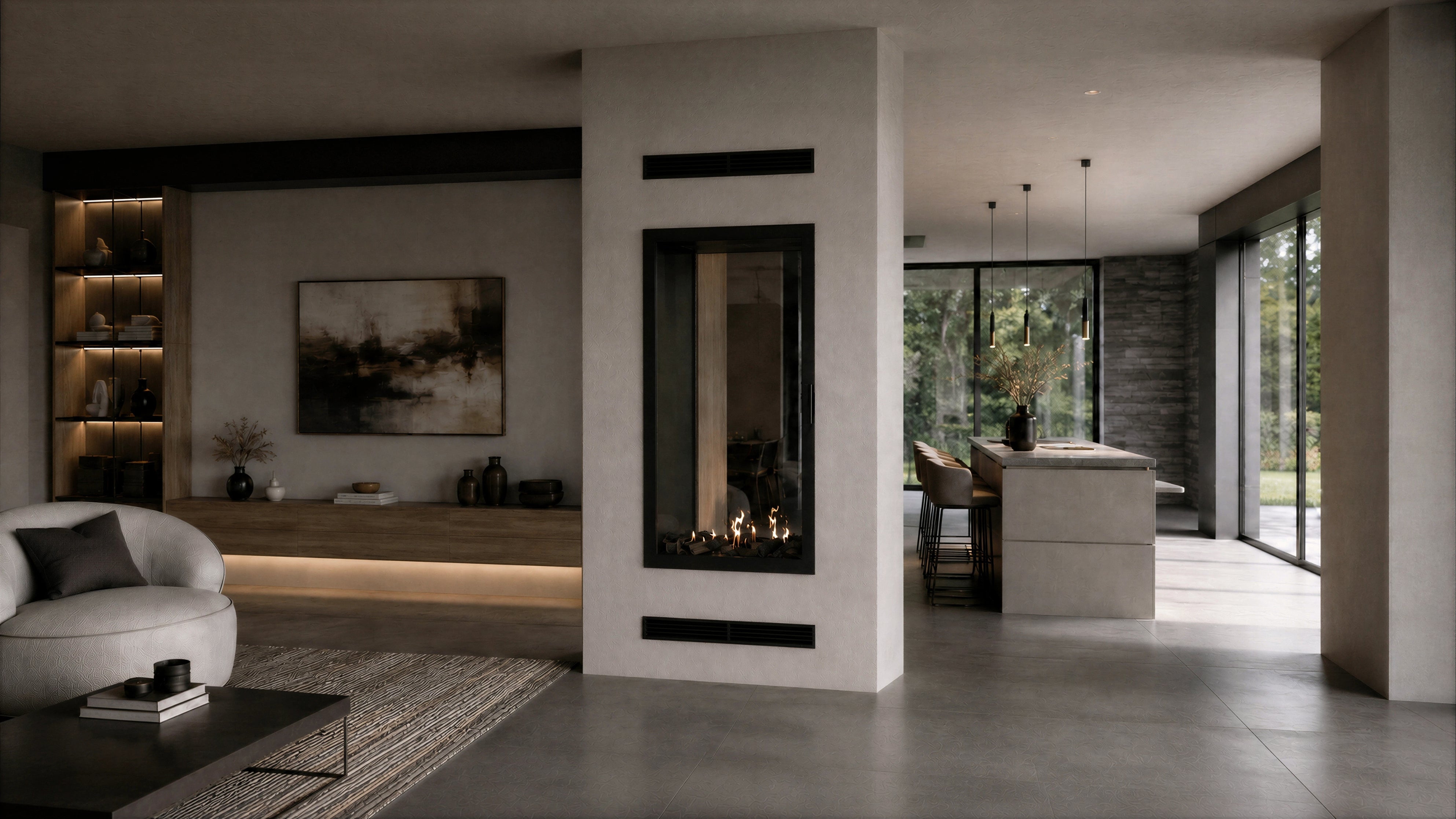 Image of Fame Vertical See-Through Fireplace Full Glass 90 x 160 cm
