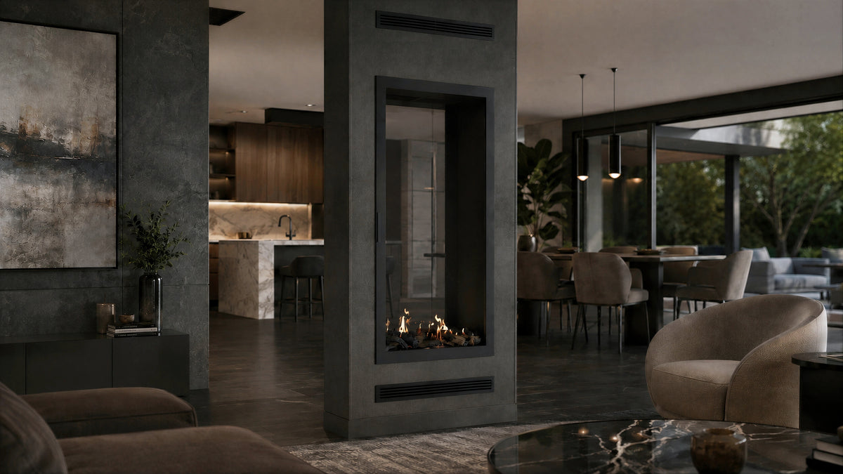 Fame Vertical See-Through Fireplace Full Glass 90 x 180 cm
