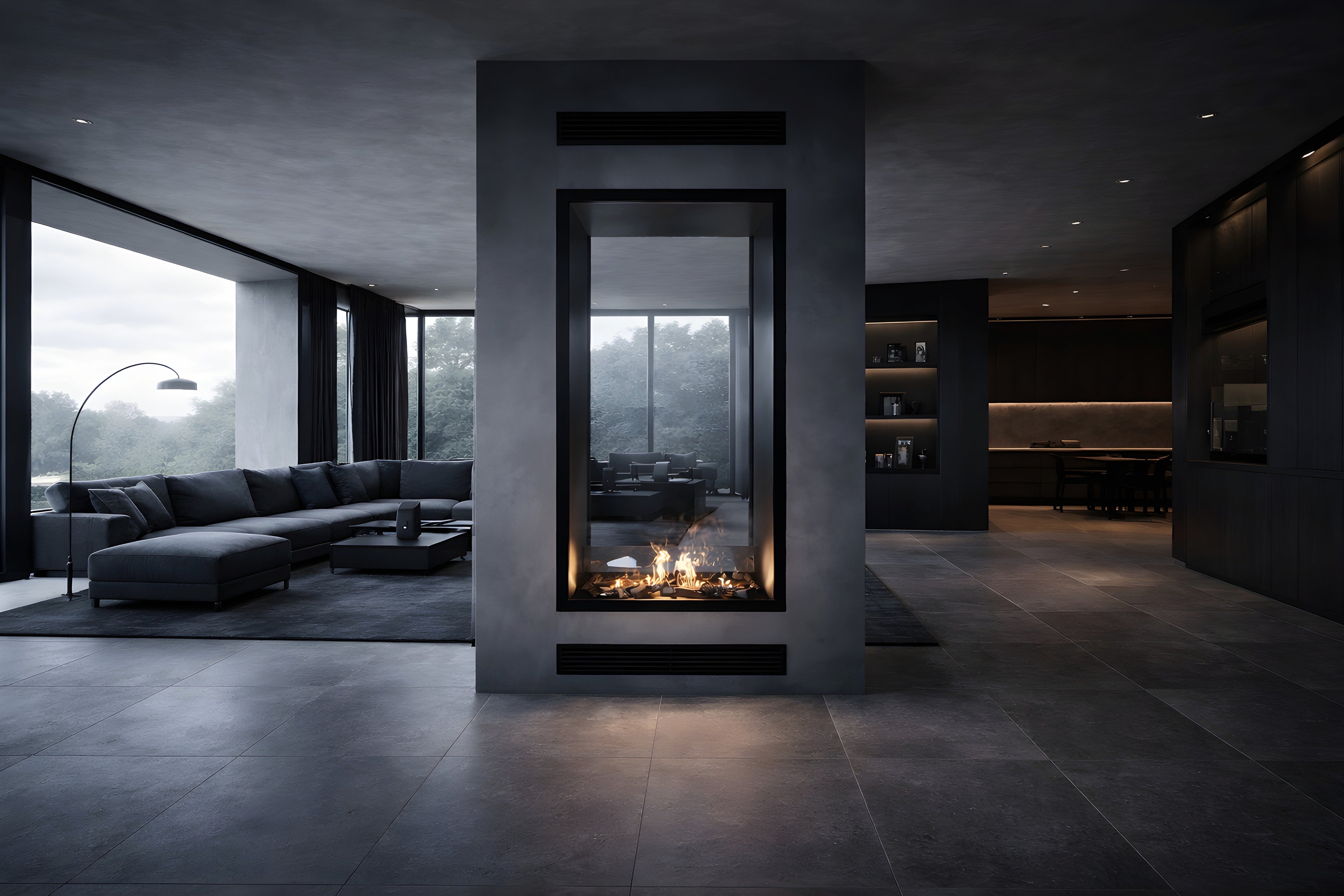 Image of Fame Vertical See-Through Fireplace Full Glass 90 x 140 cm