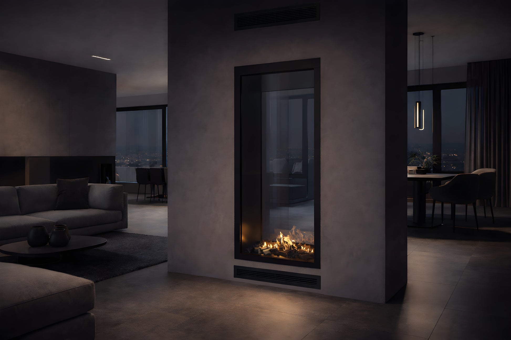 Fame Vertical See-Through Fireplace Full Glass 90 x 140 cm