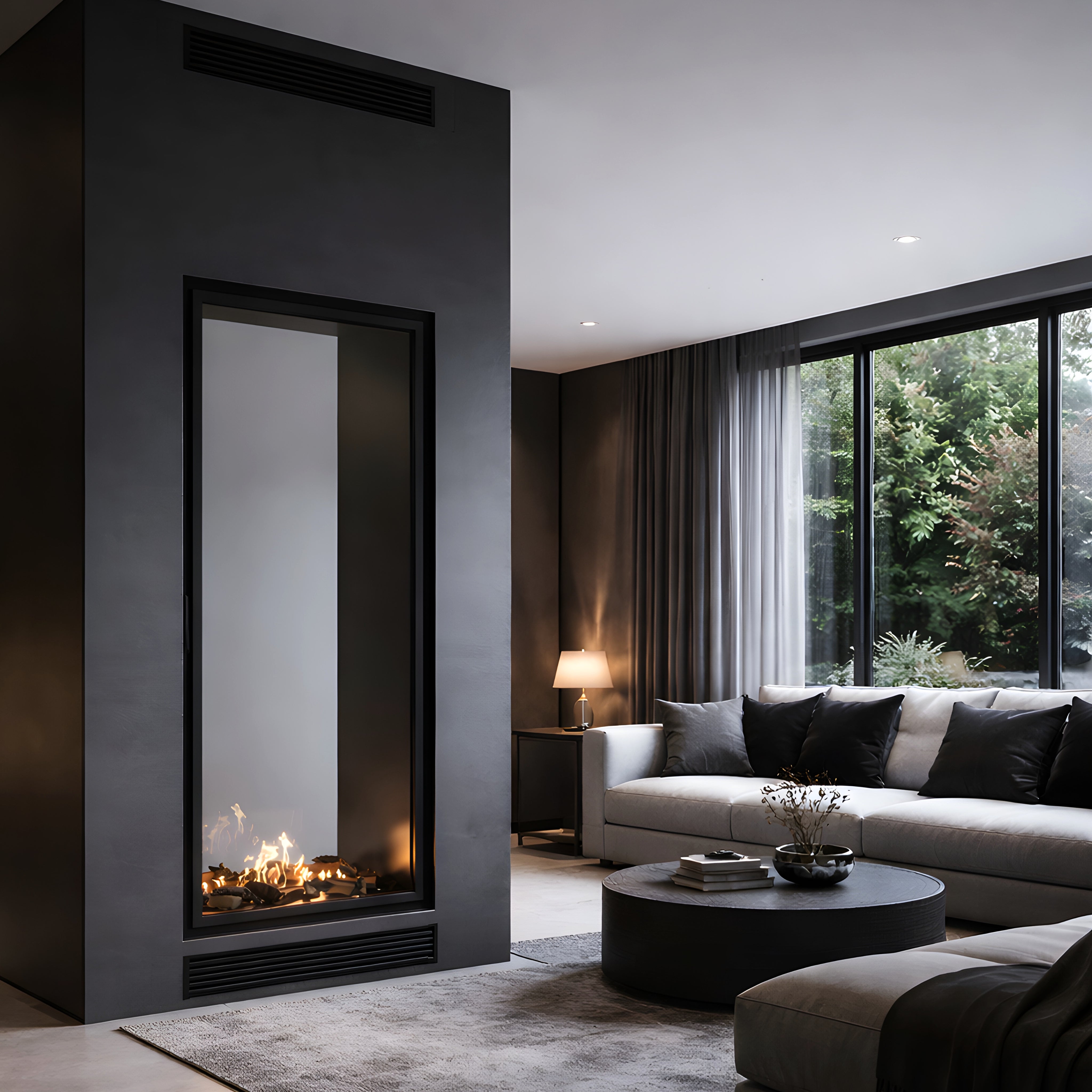 Image of Fame Vertical See-Through Fireplace Full Glass 90 x 140 cm