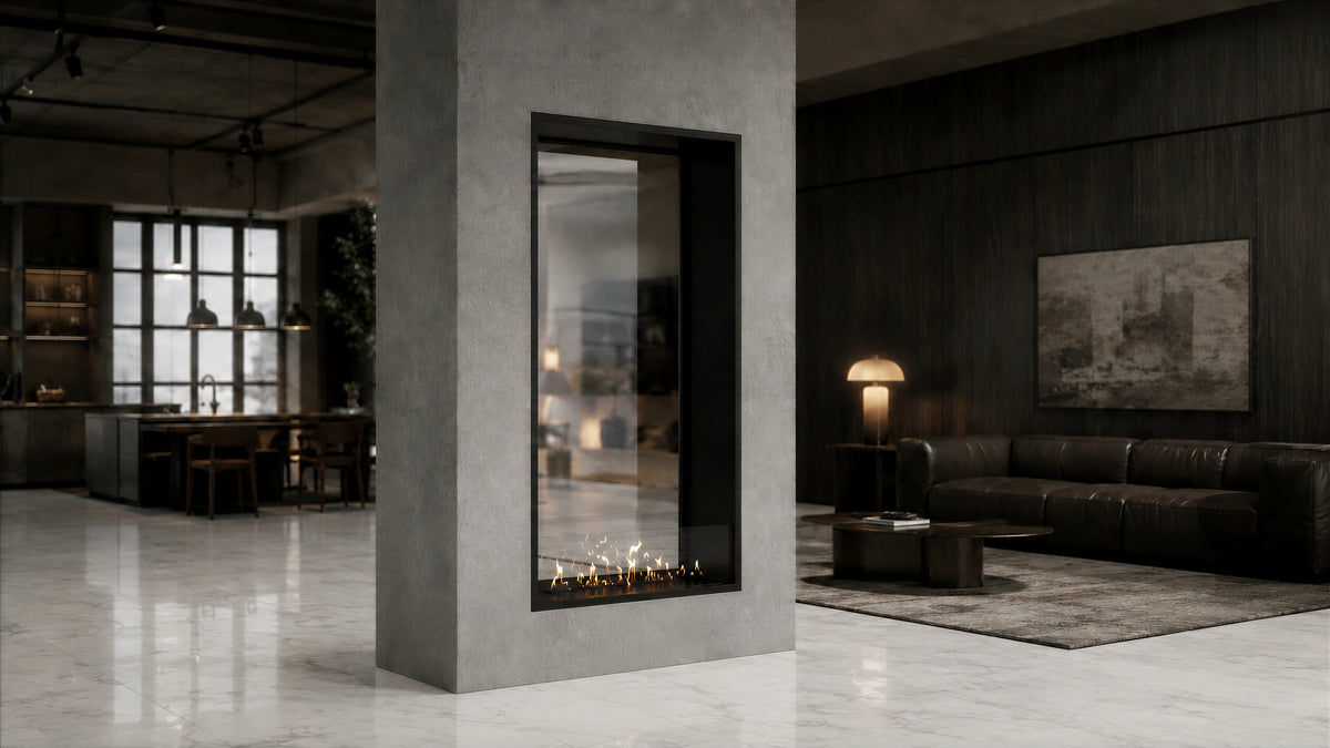 Fame Vertical See-Through Fireplace Single Full Glass 100 x 100 cm