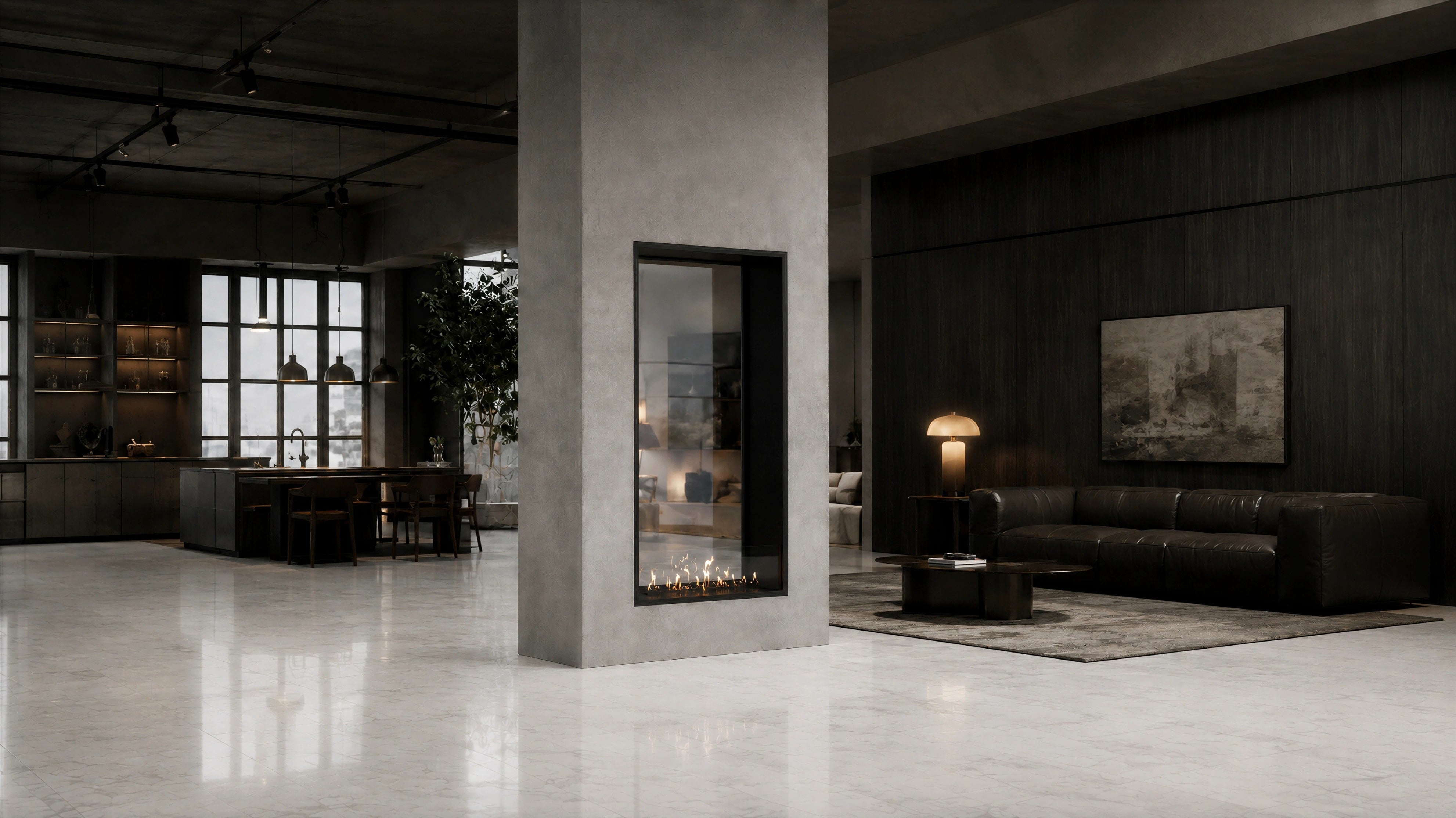 Image of Fame Vertical See-Through Fireplace Single Full Glass 100 x 100 cm