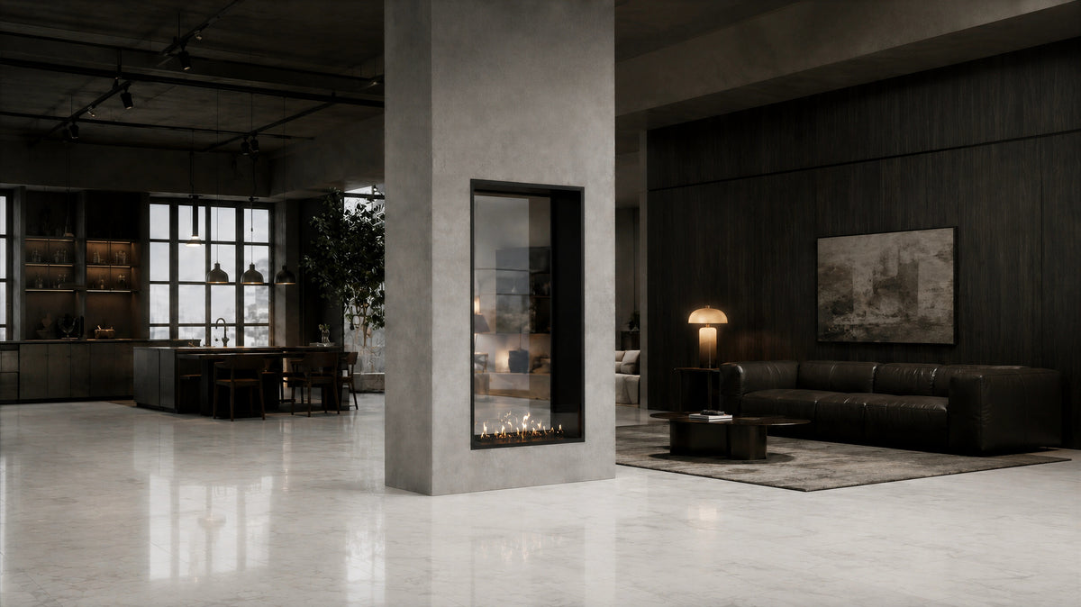 Fame Vertical See-Through Fireplace Single Full Glass 100 x 100 cm