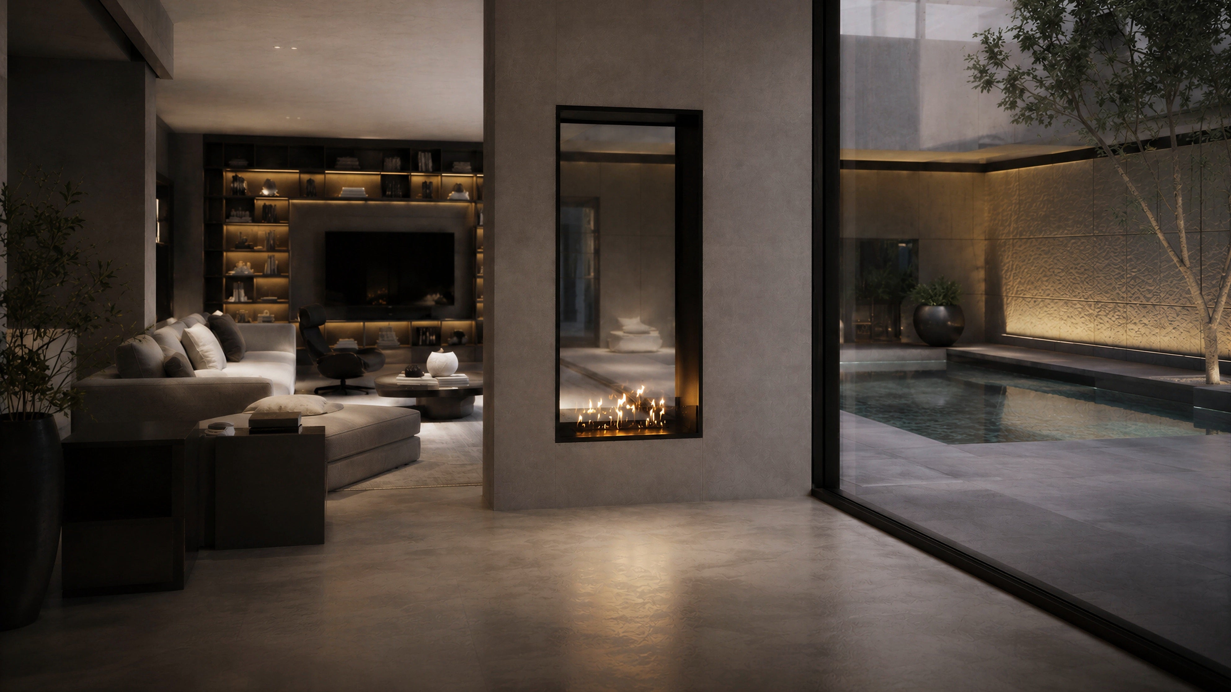 Image of Fame Vertical See-Through Fireplace Single Full Glass 100 x 120 cm
