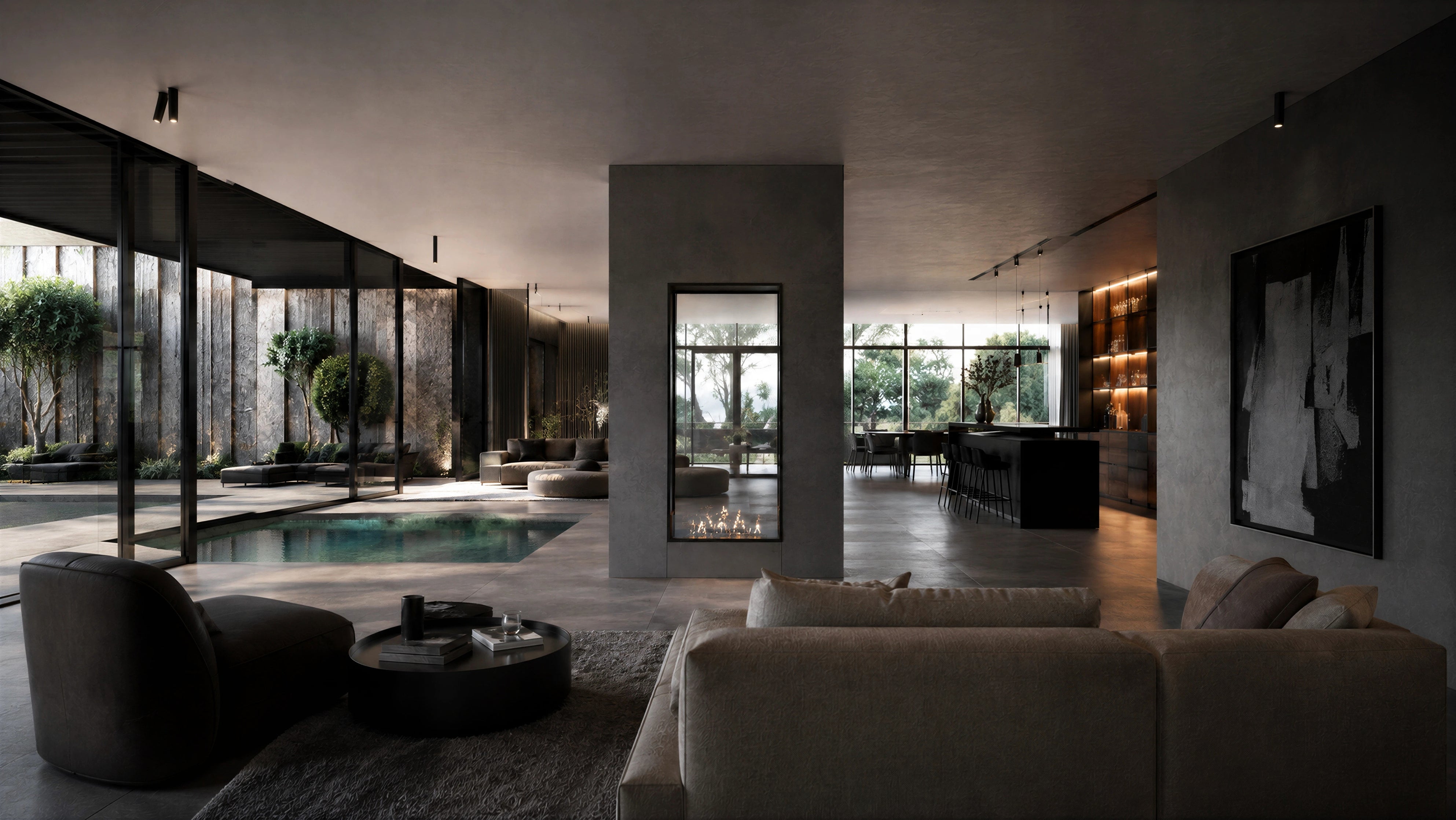 Image of Fame Vertical See-Through Fireplace Single Full Glass 100 x 140 cm