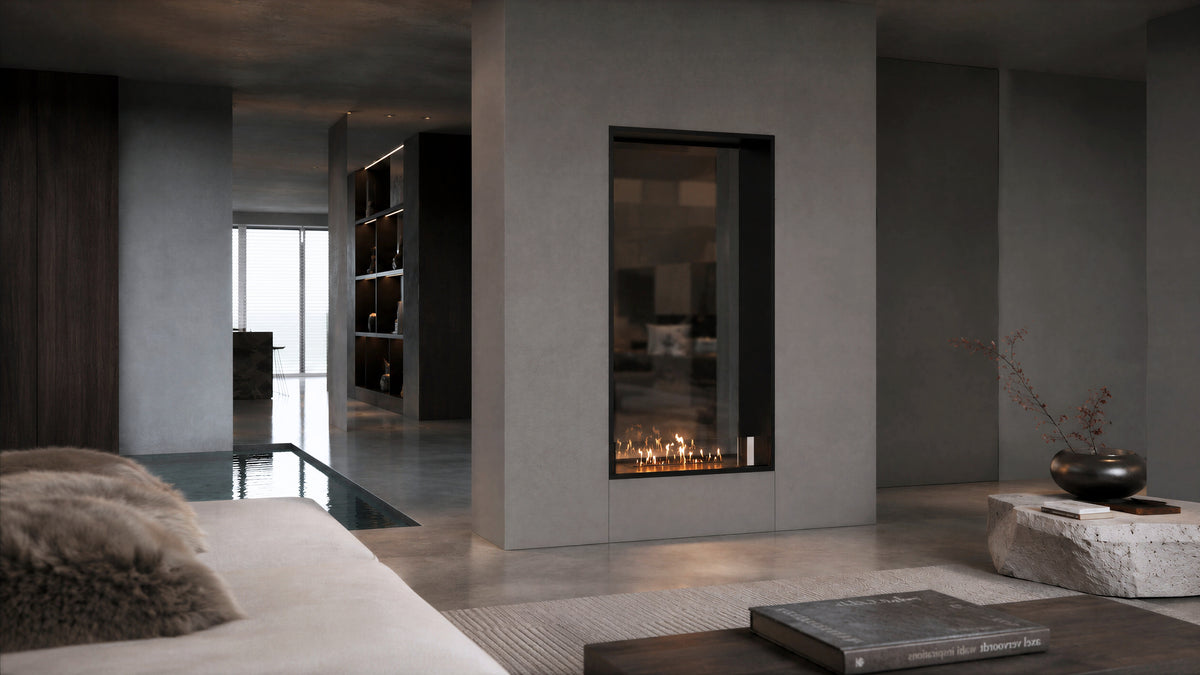 Fame Vertical See-Through Fireplace Single Full Glass 100 x 160 cm