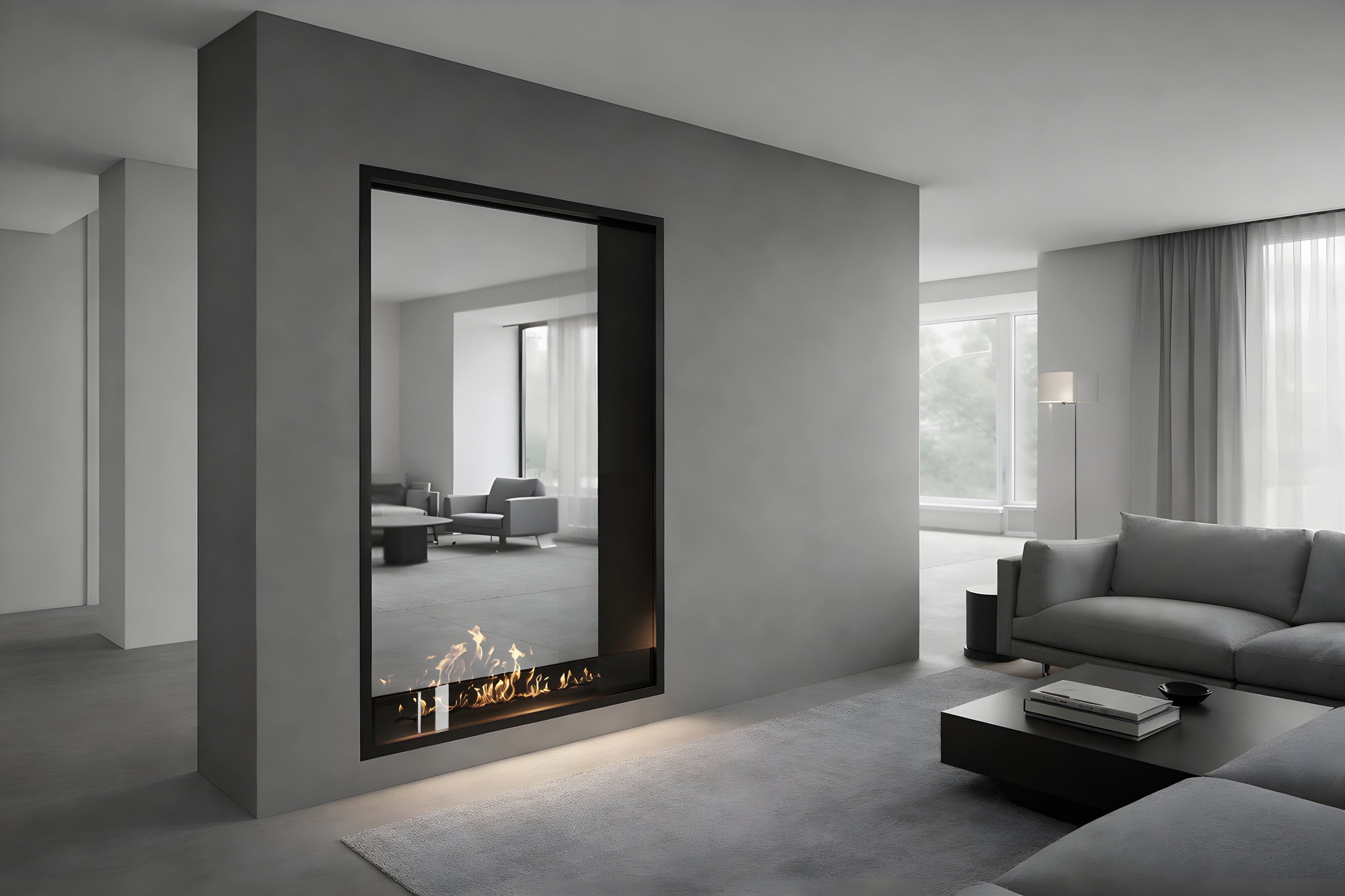 Image of Fame Vertical See-Through Fireplace Single Full Glass 100 x 140 cm