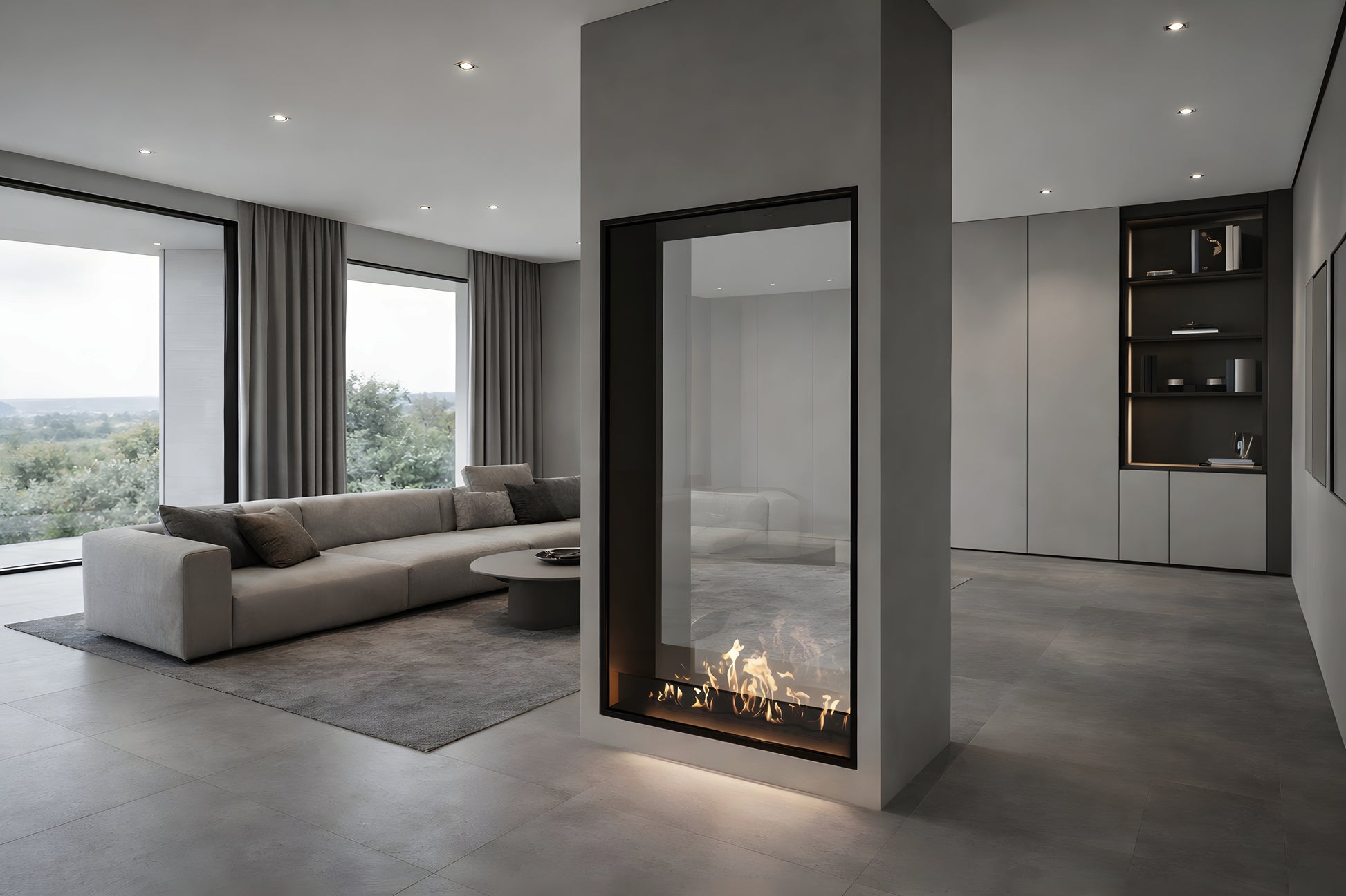 Fame Vertical See-Through Fireplace Single Full Glass 100 x 140 cm