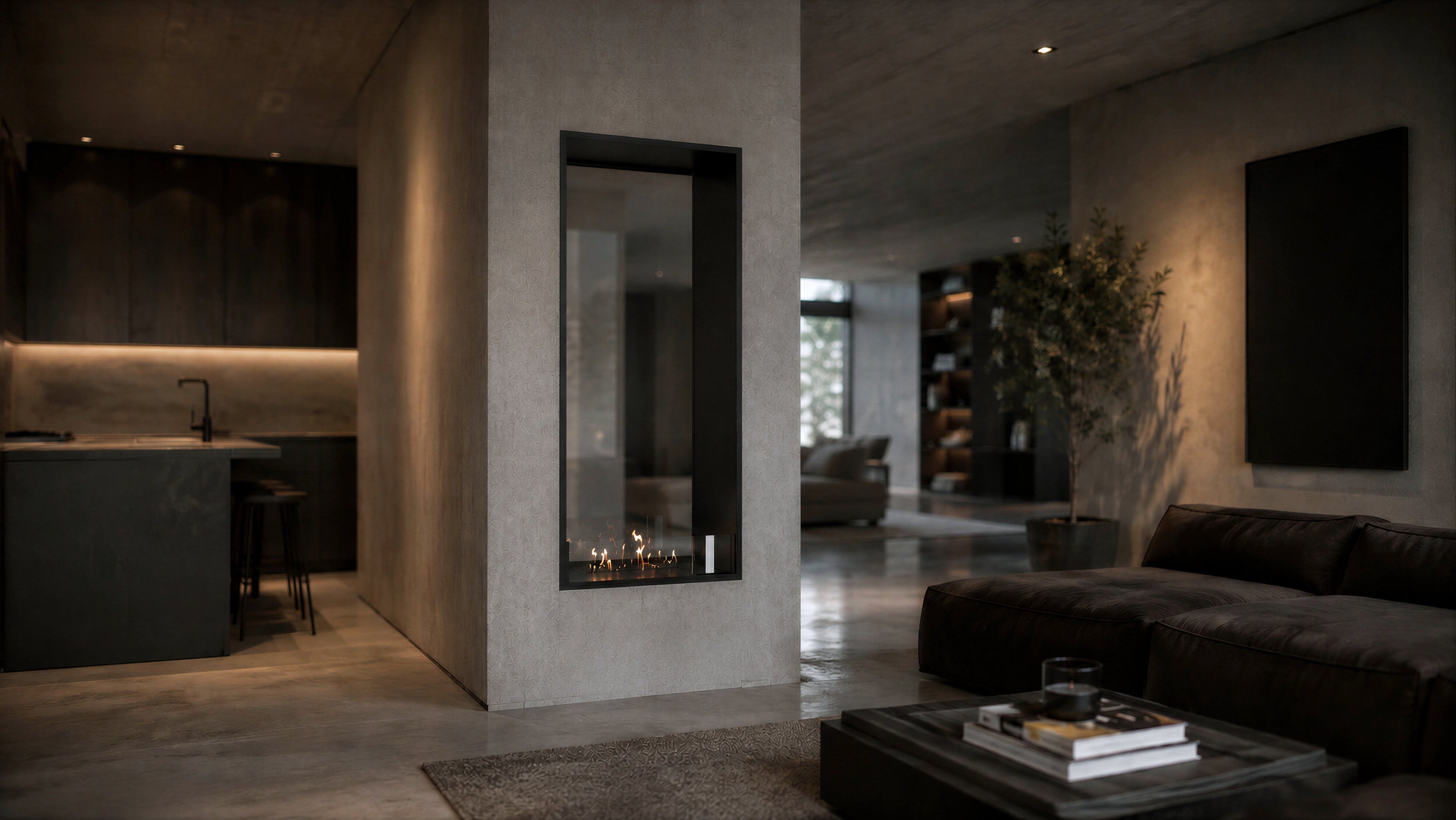 Image of Fame Vertical See-Through Fireplace Single Full Glass 60 x 100 cm