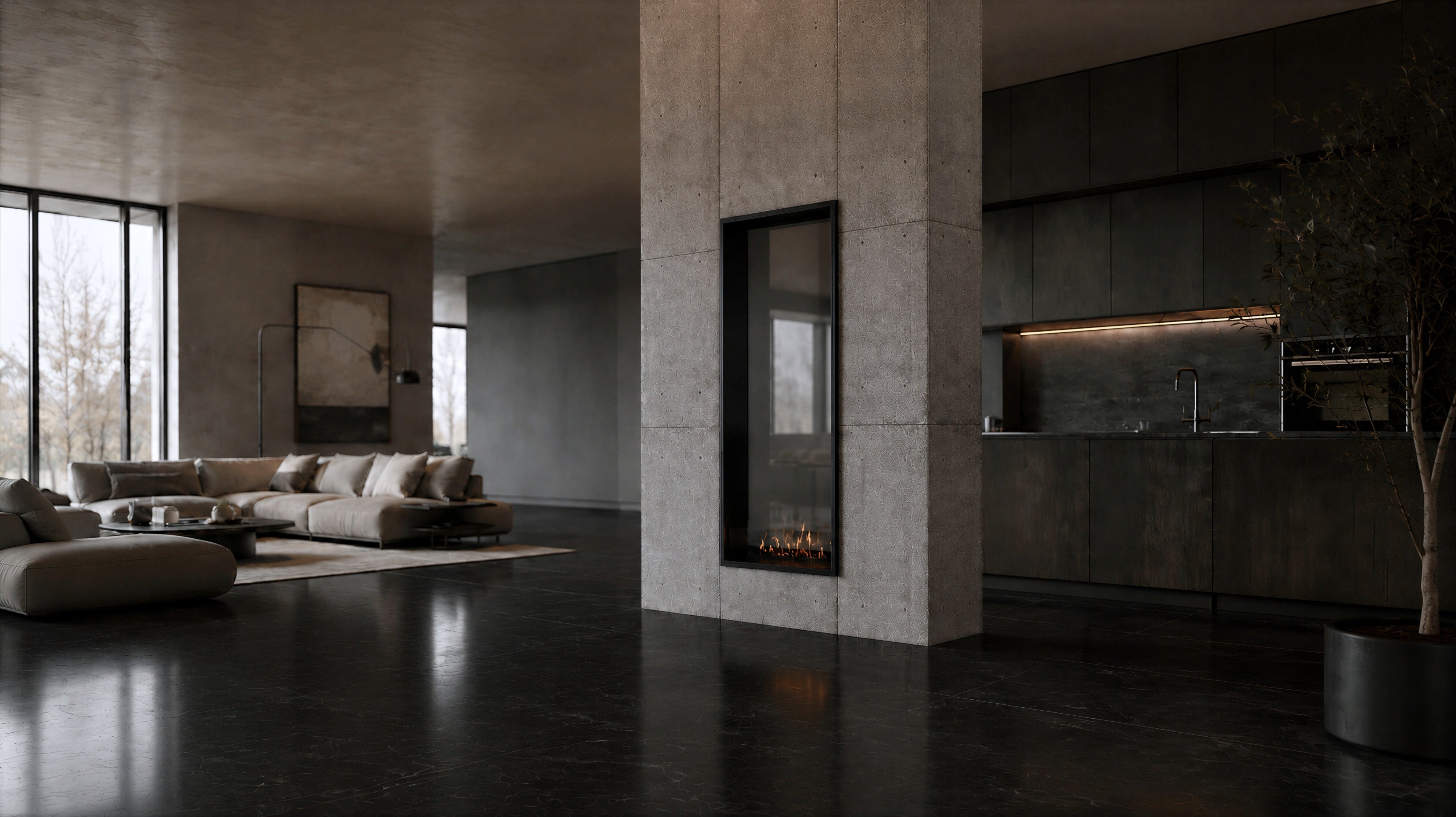 Image of Fame Vertical See-Through Fireplace Single Full Glass 60 x 120 cm
