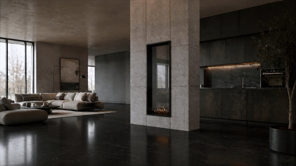 Fame Vertical See-Through Fireplace Single Full Glass 60 x 120 cm