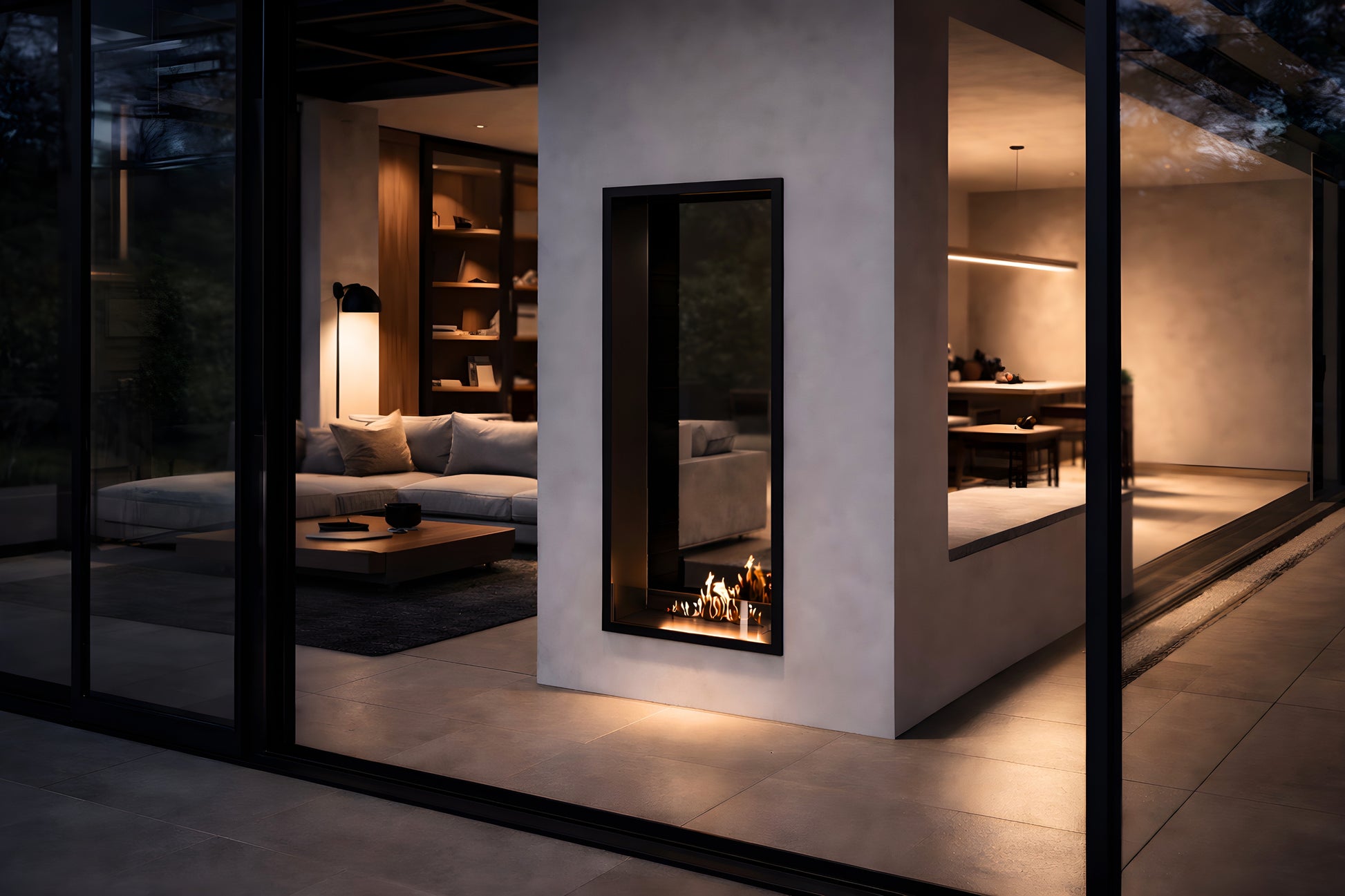 Fame Vertical See-Through Fireplace Single Full Glass 60 x 140 cm