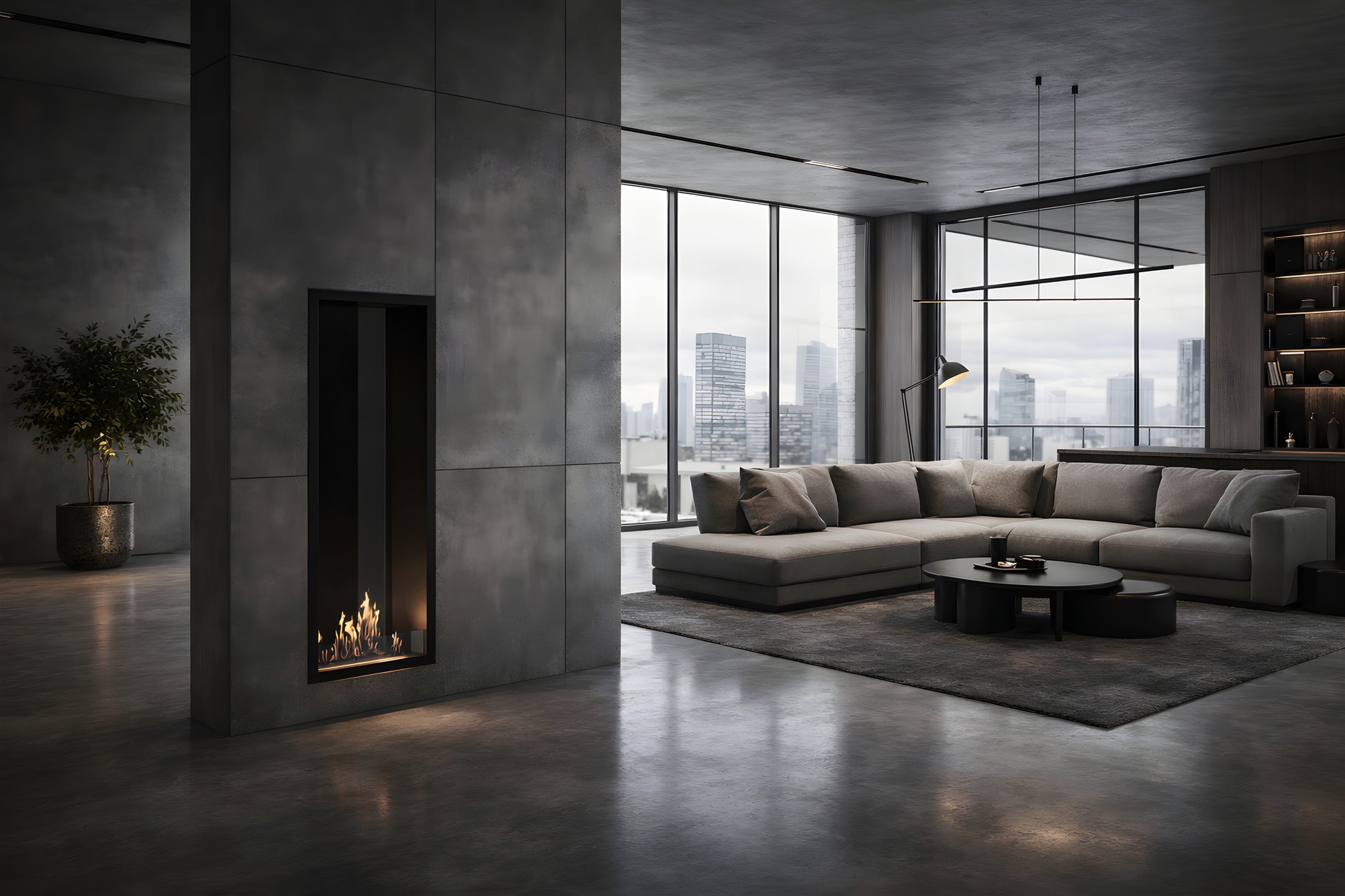 Fame Vertical See-Through Fireplace Single Full Glass 60 x 140 cm