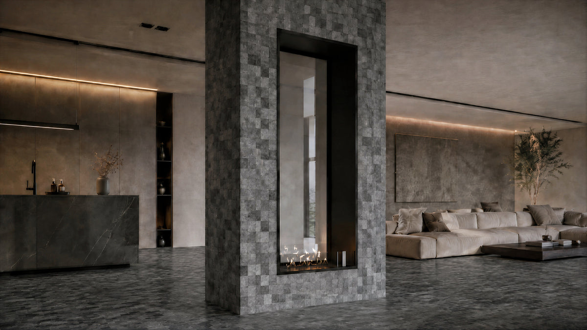 Fame Vertical See-Through Fireplace Single Full Glass 60 x 140 cm