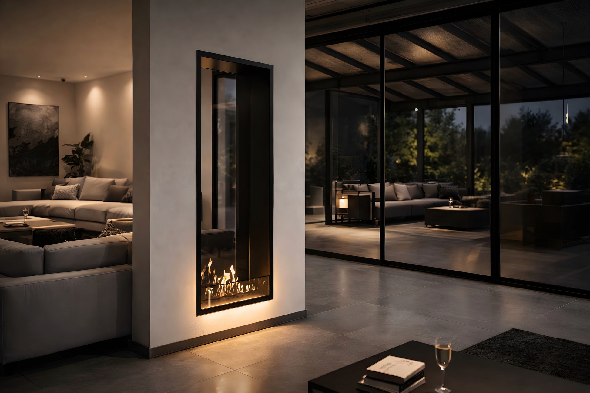 Fame Vertical See-Through Fireplace Single Full Glass 60 x 160 cm