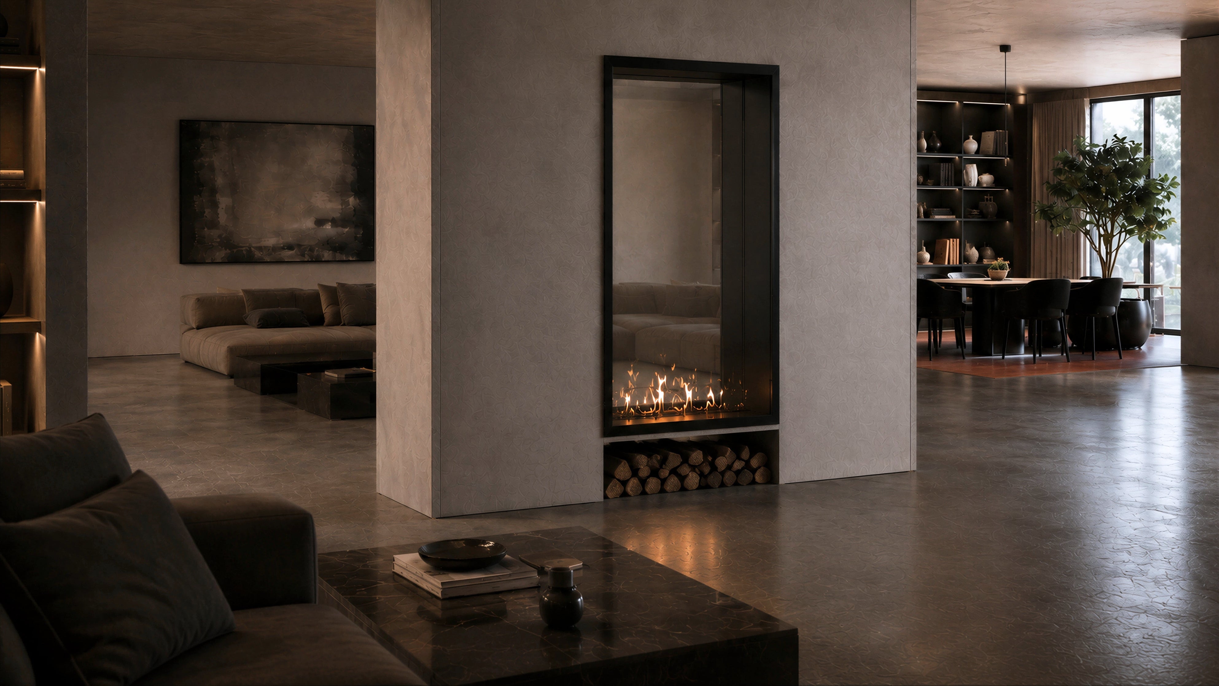 Image of Fame Vertical See-Through Fireplace Single Full Glass 60 x 160 cm