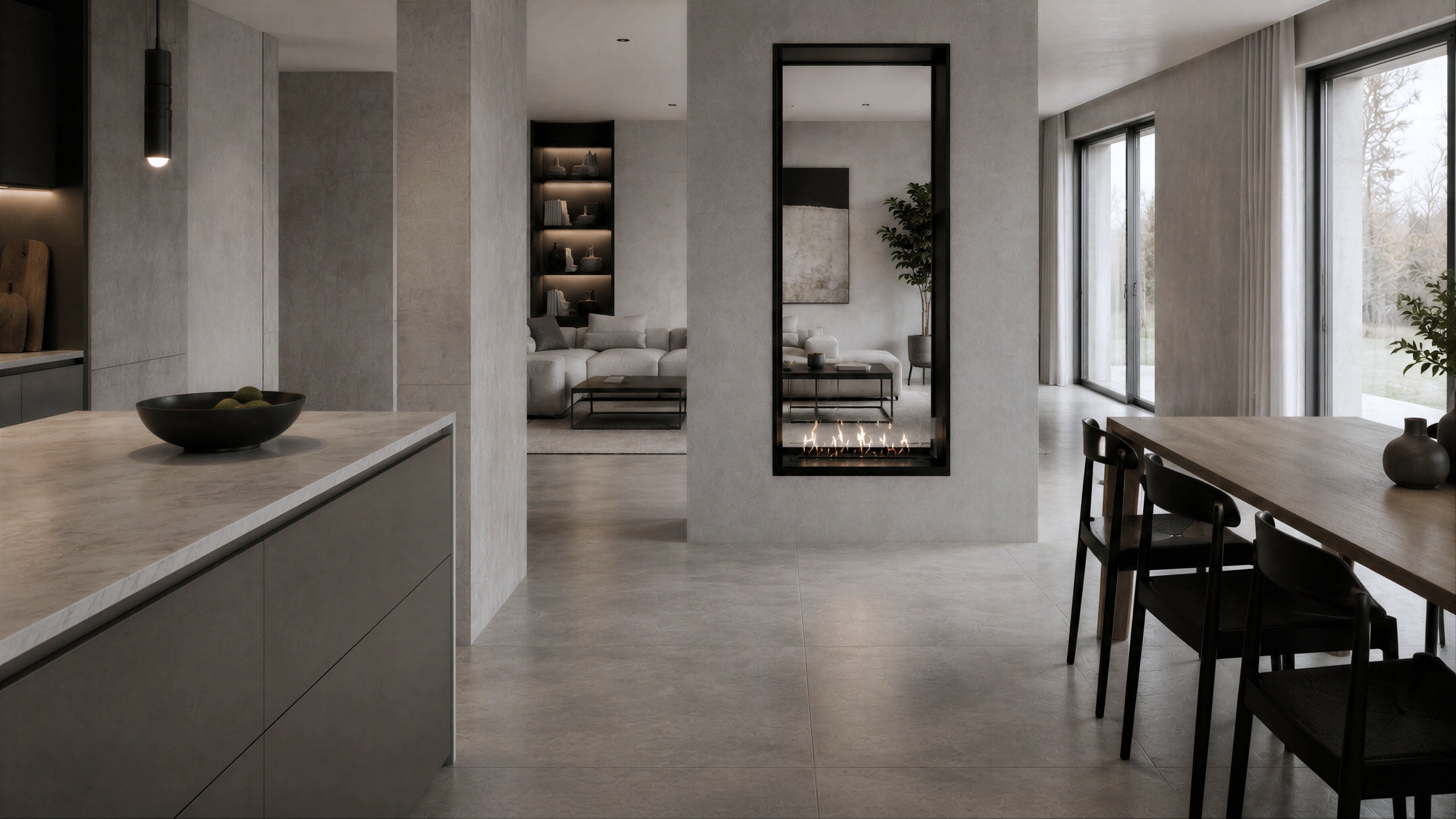 Image of Fame Vertical See-Through Fireplace Single Full Glass 60 x 200 cm