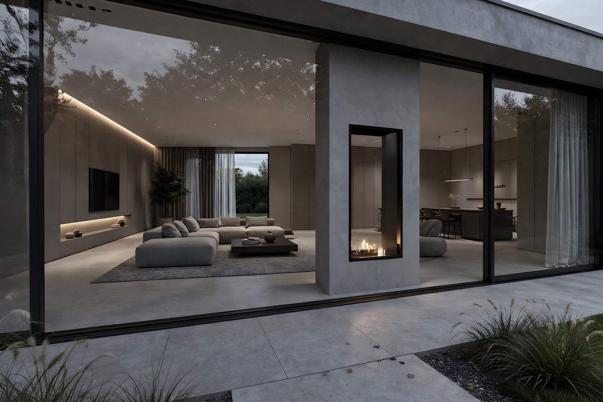 Fame Vertical See-Through Fireplace Single Full Glass 70 x 140 cm