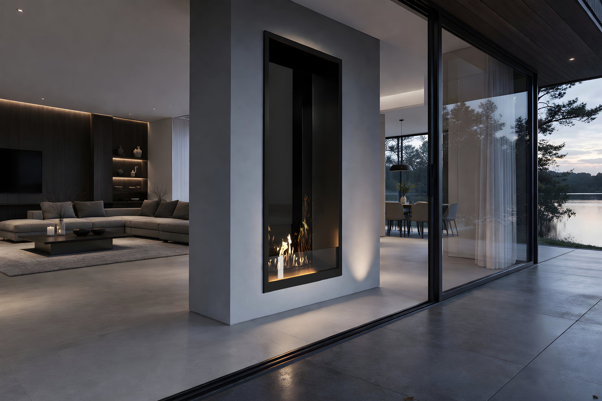 Fame Vertical See-Through Fireplace Single Full Glass 70 x 140 cm