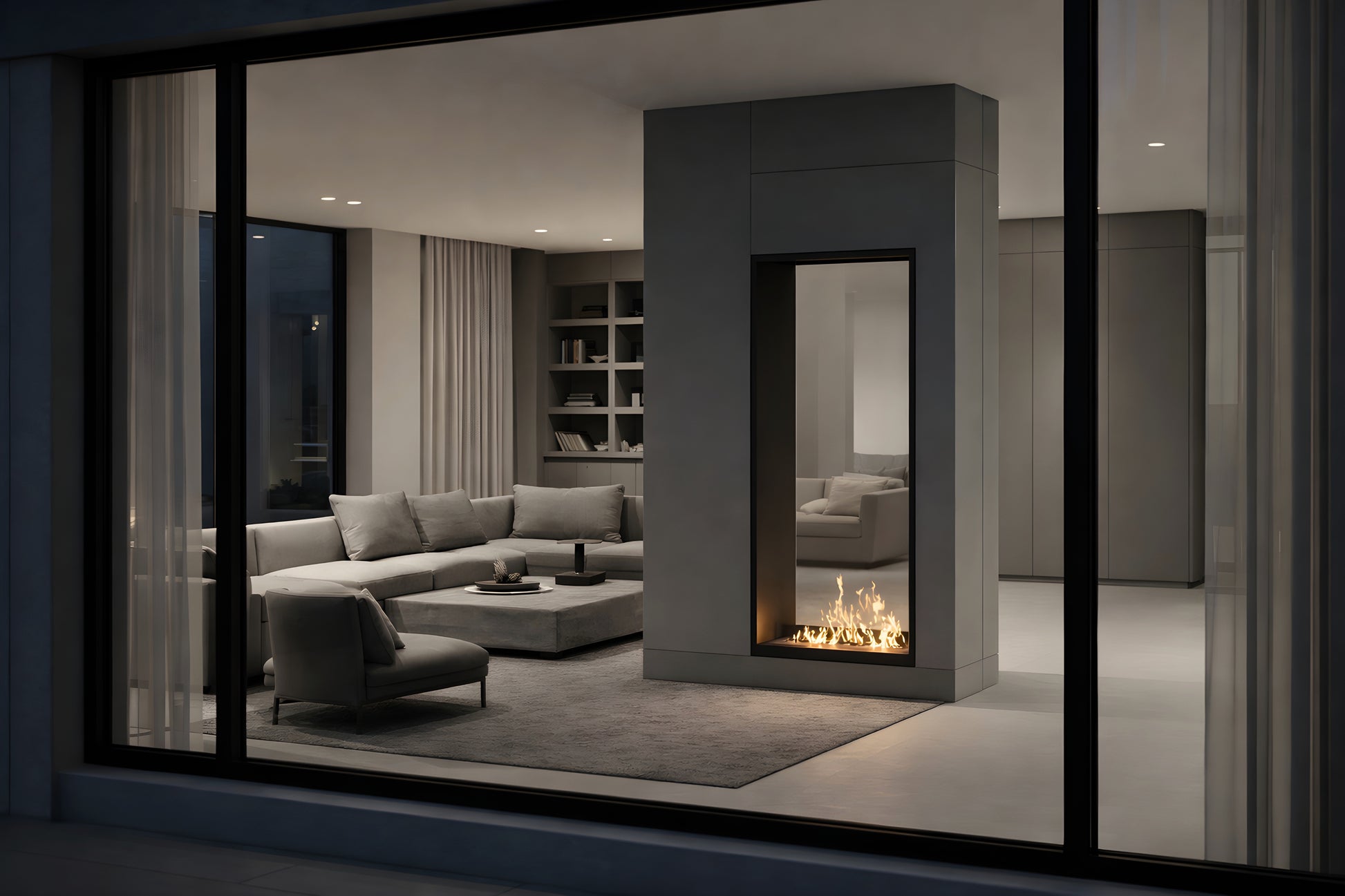 Fame Vertical See-Through Fireplace Single Full Glass 70 x 140 cm