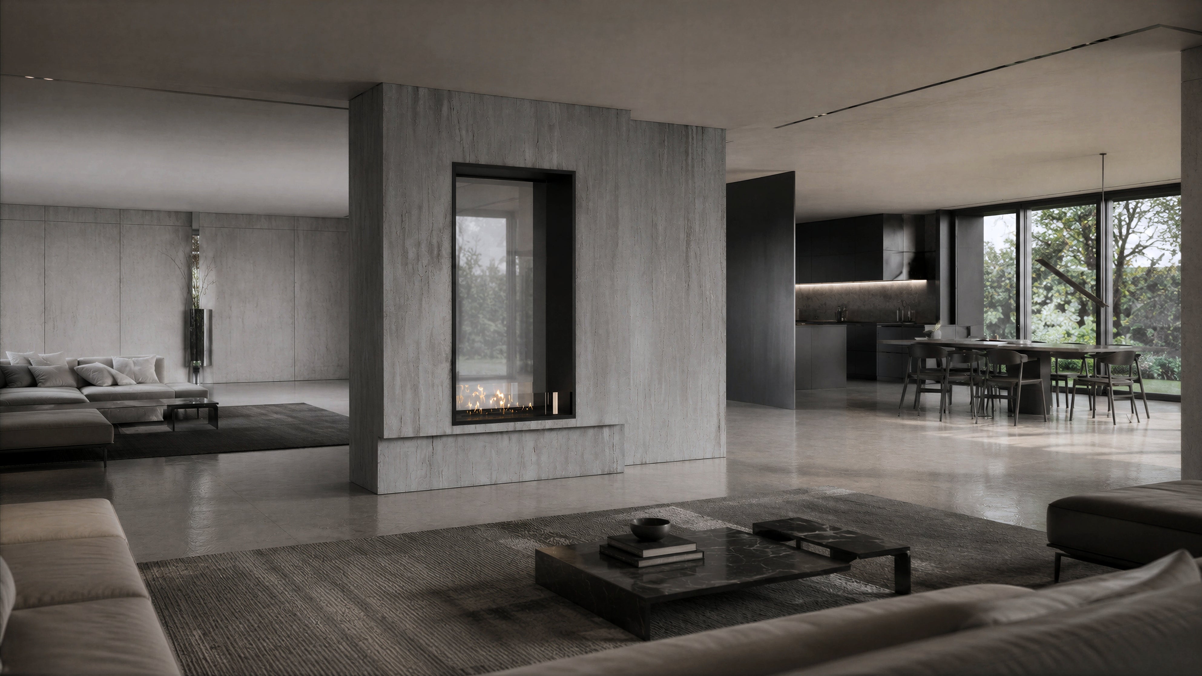 Image of Fame Vertical See-Through Fireplace Single Full Glass 70 x 100 cm
