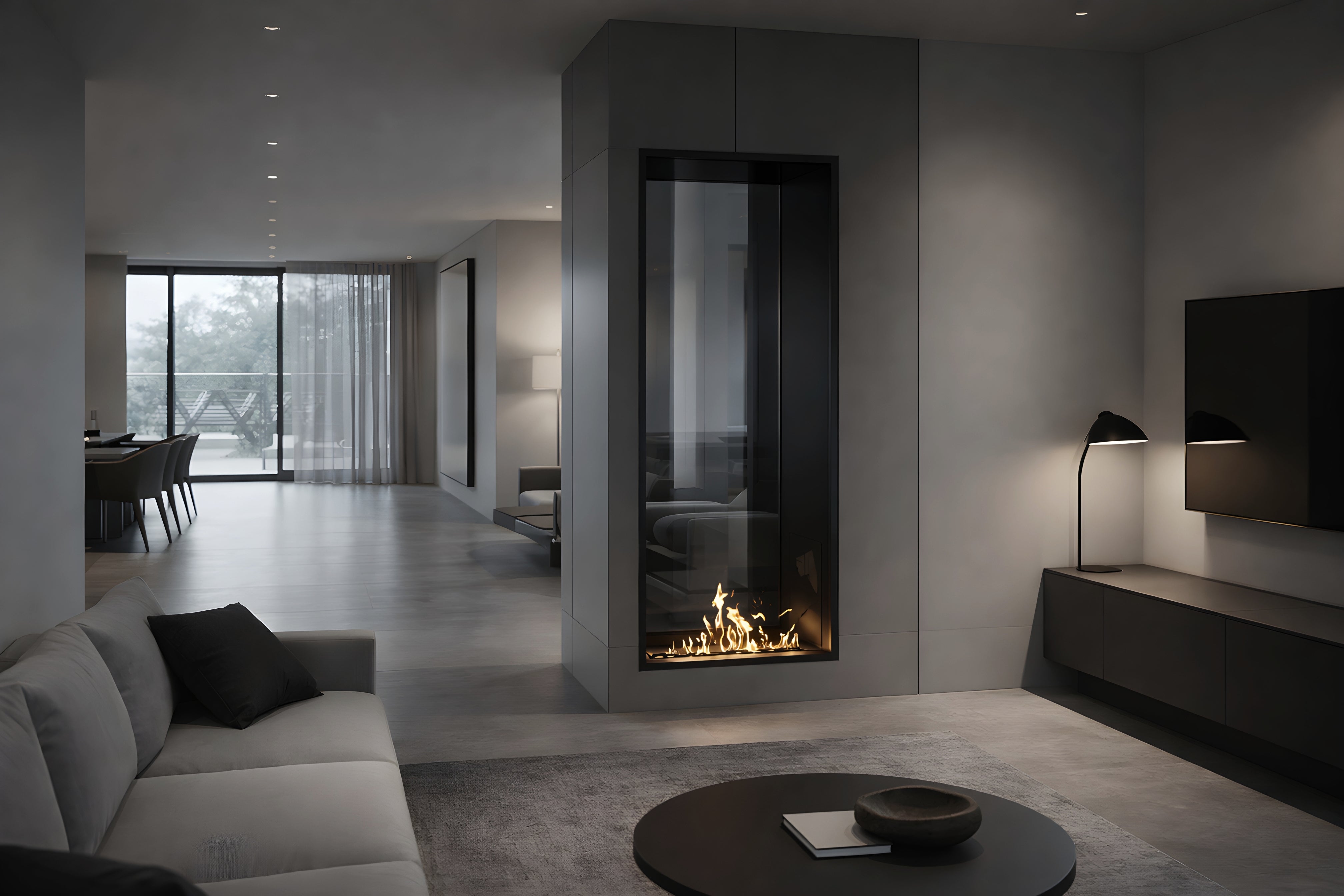 Image of Fame Vertical See-Through Fireplace Single Full Glass 70 x 140 cm