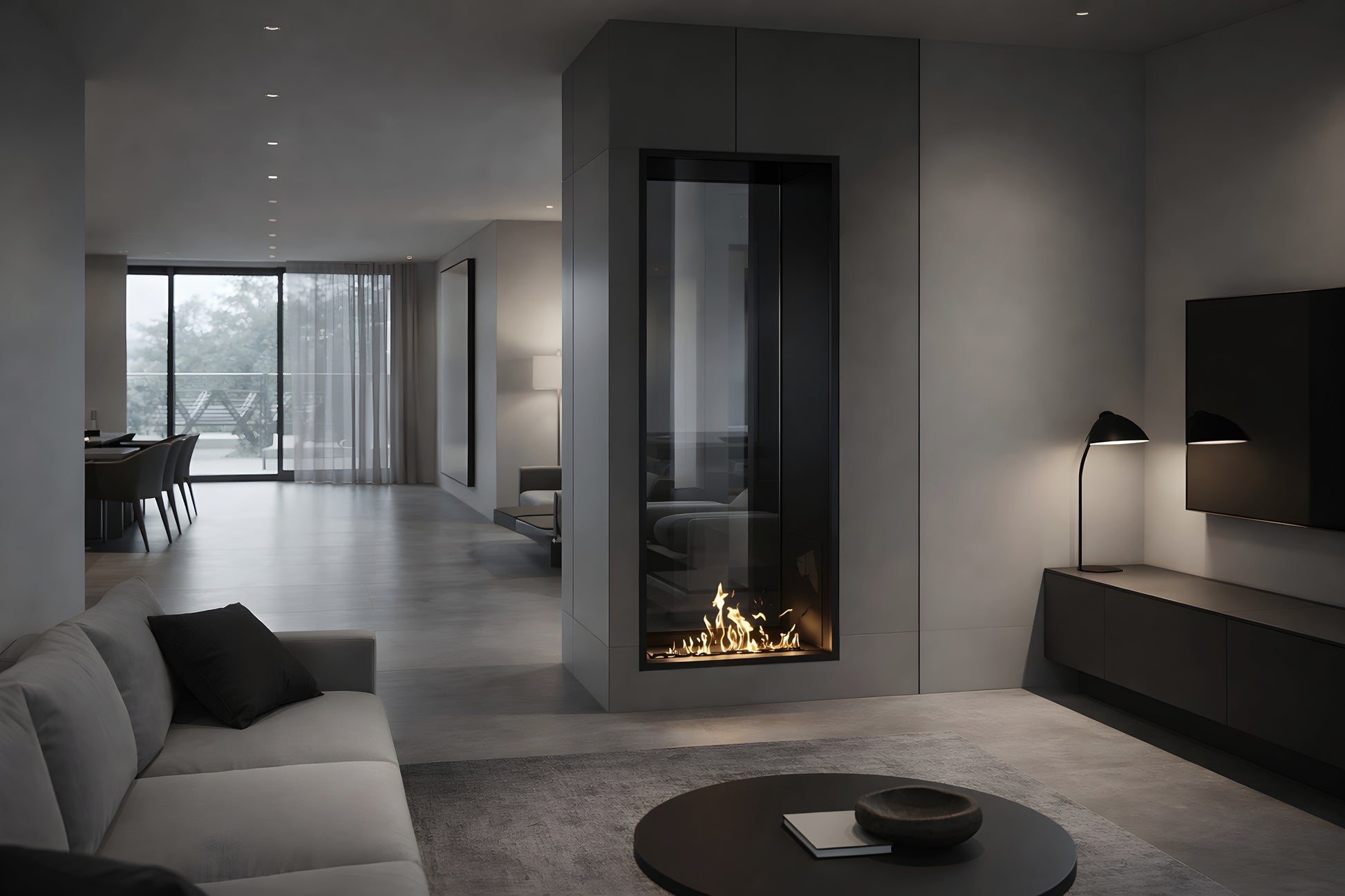 Fame Vertical See-Through Fireplace Single Full Glass 70 x 140 cm