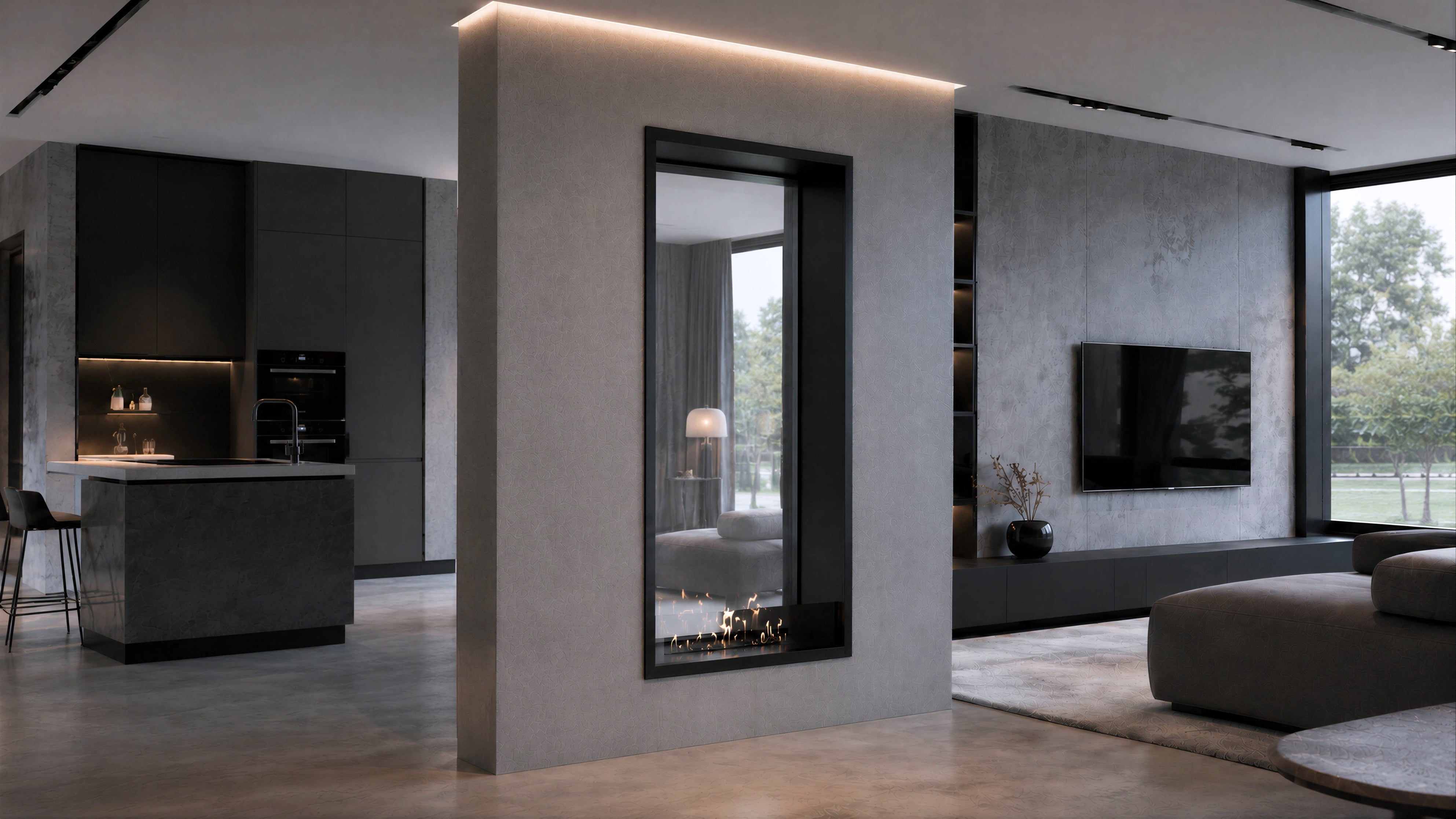 Image of Fame Vertical See-Through Fireplace Single Full Glass 70 x 120 cm