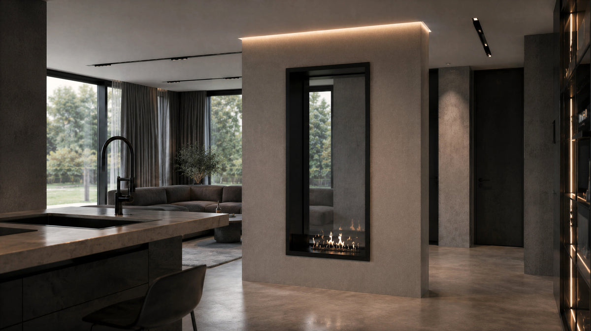 Fame Vertical See-Through Fireplace Single Full Glass 70 x 120 cm