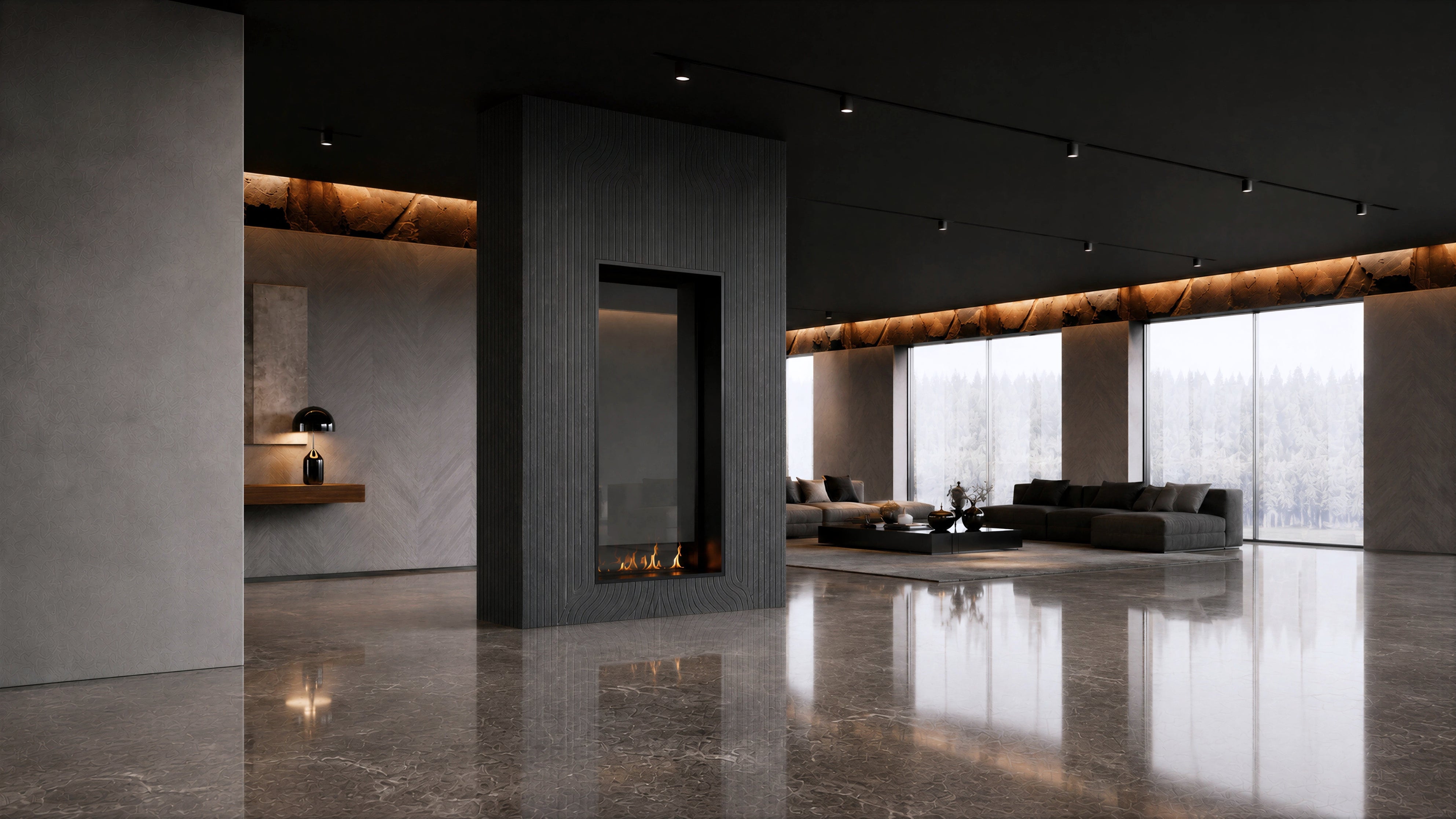 Image of Fame Vertical See-Through Fireplace Single Full Glass 70 x 140 cm