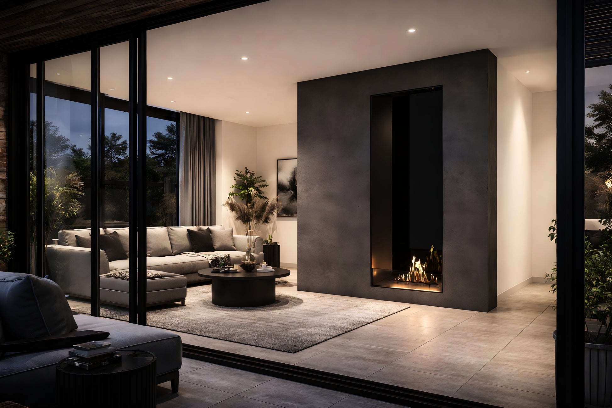 Fame Vertical See-Through Fireplace Single Full Glass 70 x 180 cm