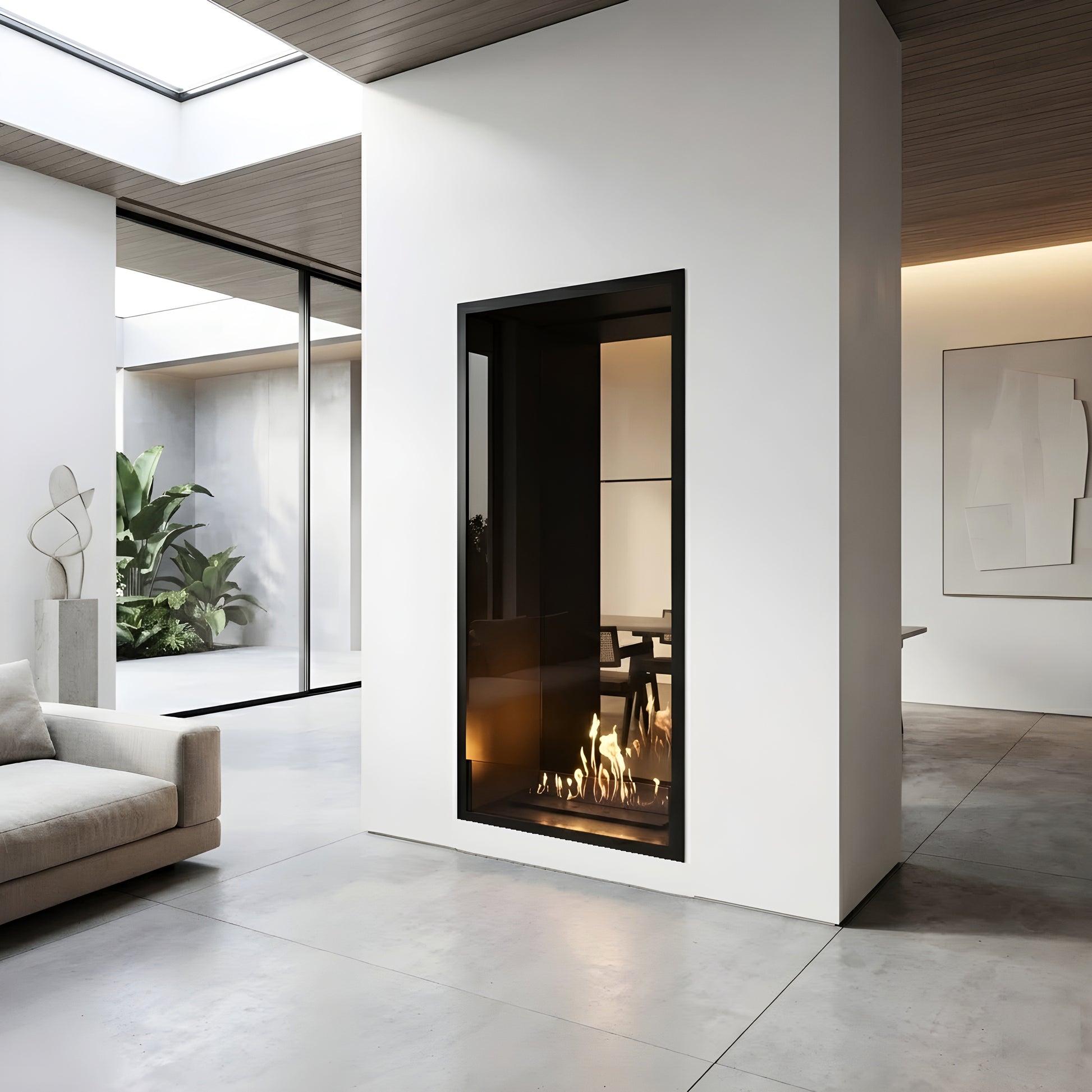 Fame Vertical See-Through Fireplace Single Full Glass 70 x 180 cm