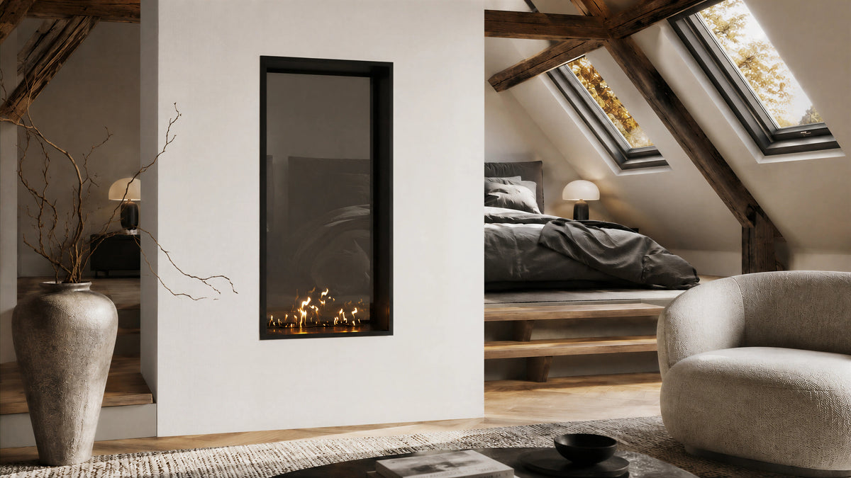 Fame Vertical See-Through Fireplace Single Full Glass 70 x 180 cm