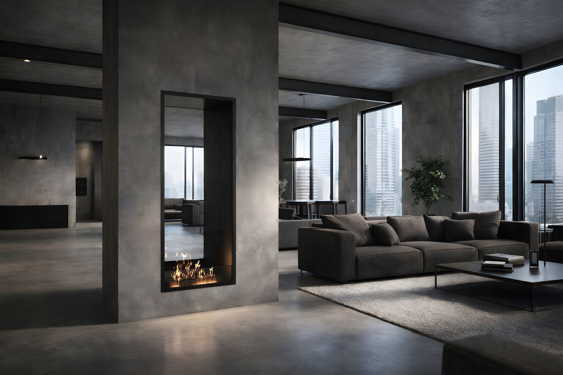 Fame Vertical See-Through Fireplace Single Full Glass 80 x 160 cm